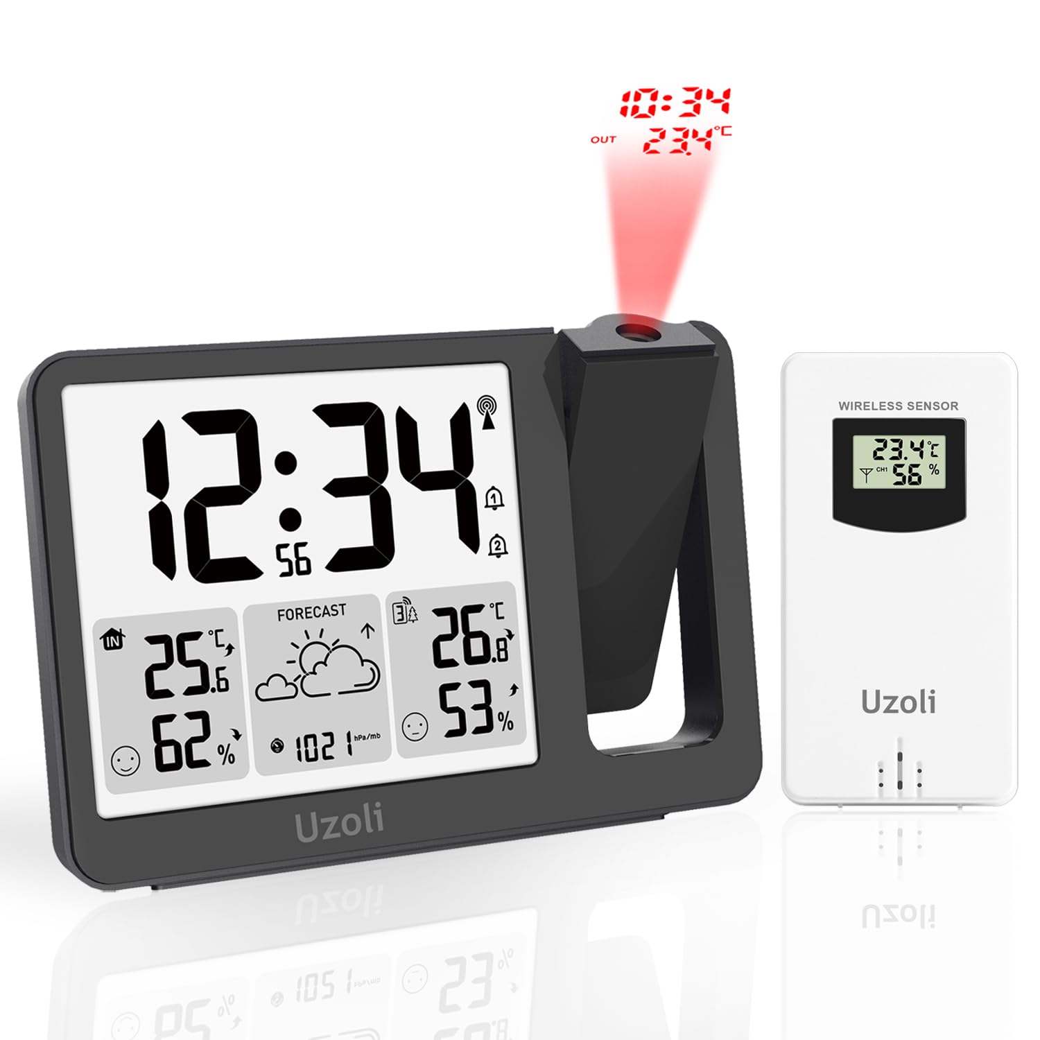 Uzoli EM3539E Sveglia Proiettore Soffitto e Stazione Meteo