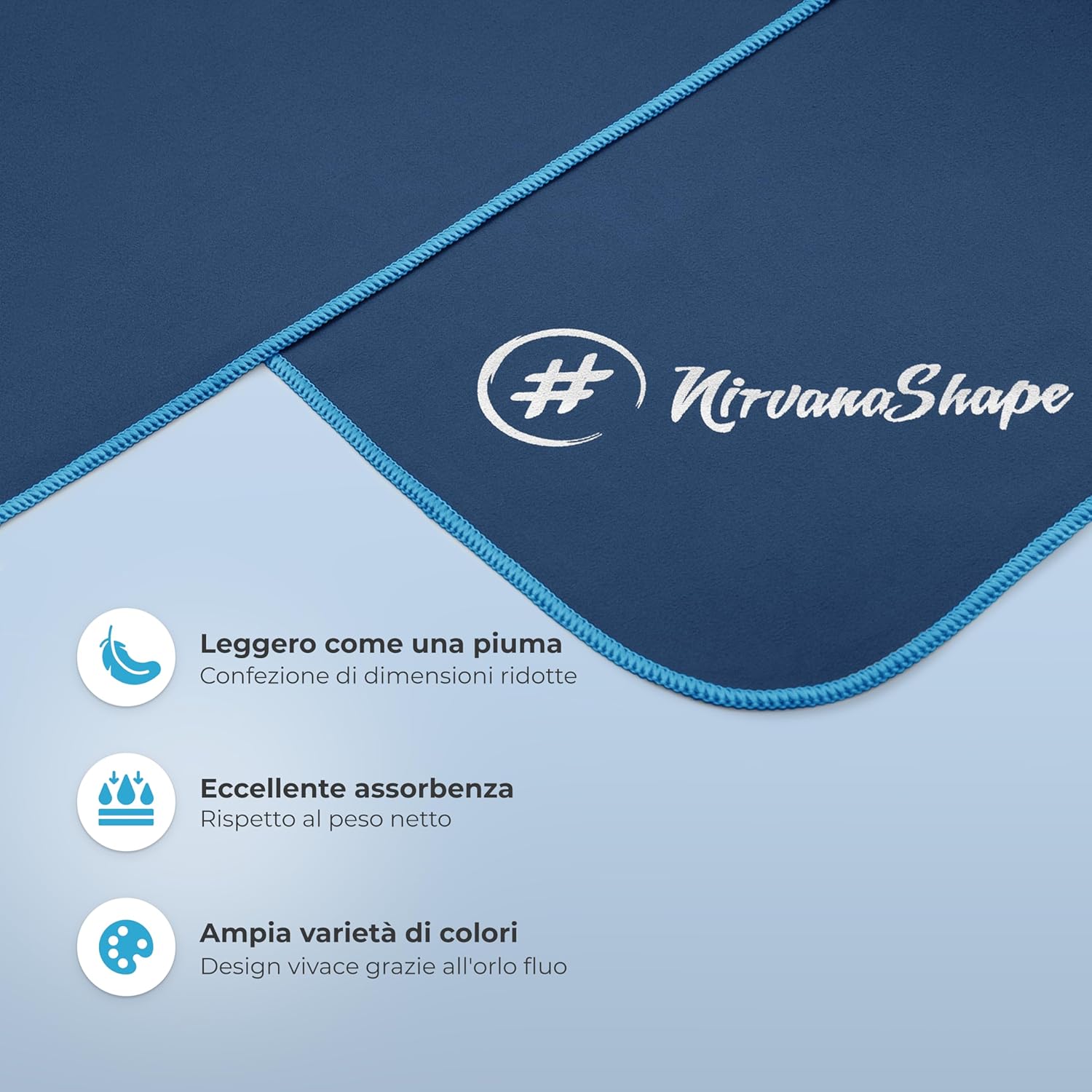 Nirvanashape Asciugamano Microfibra 14 Colori - immagine 2