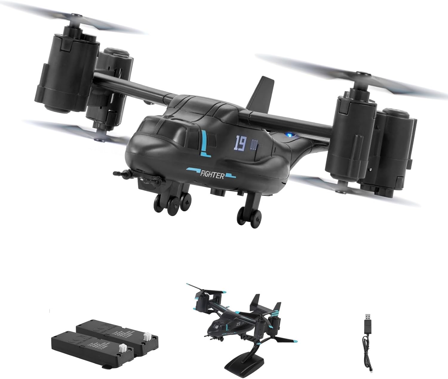 VEVOR Elicottero RC 2,4 GHz con Giroscopio Grigio Scuro - immagine 1