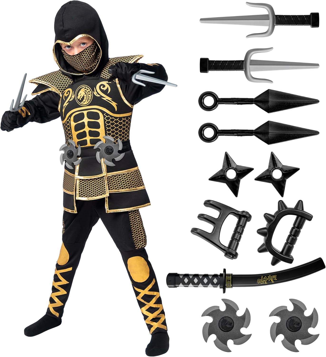 Spooktacular Creations Costume Ninja d'Oro per Ragazzi - immagine 1