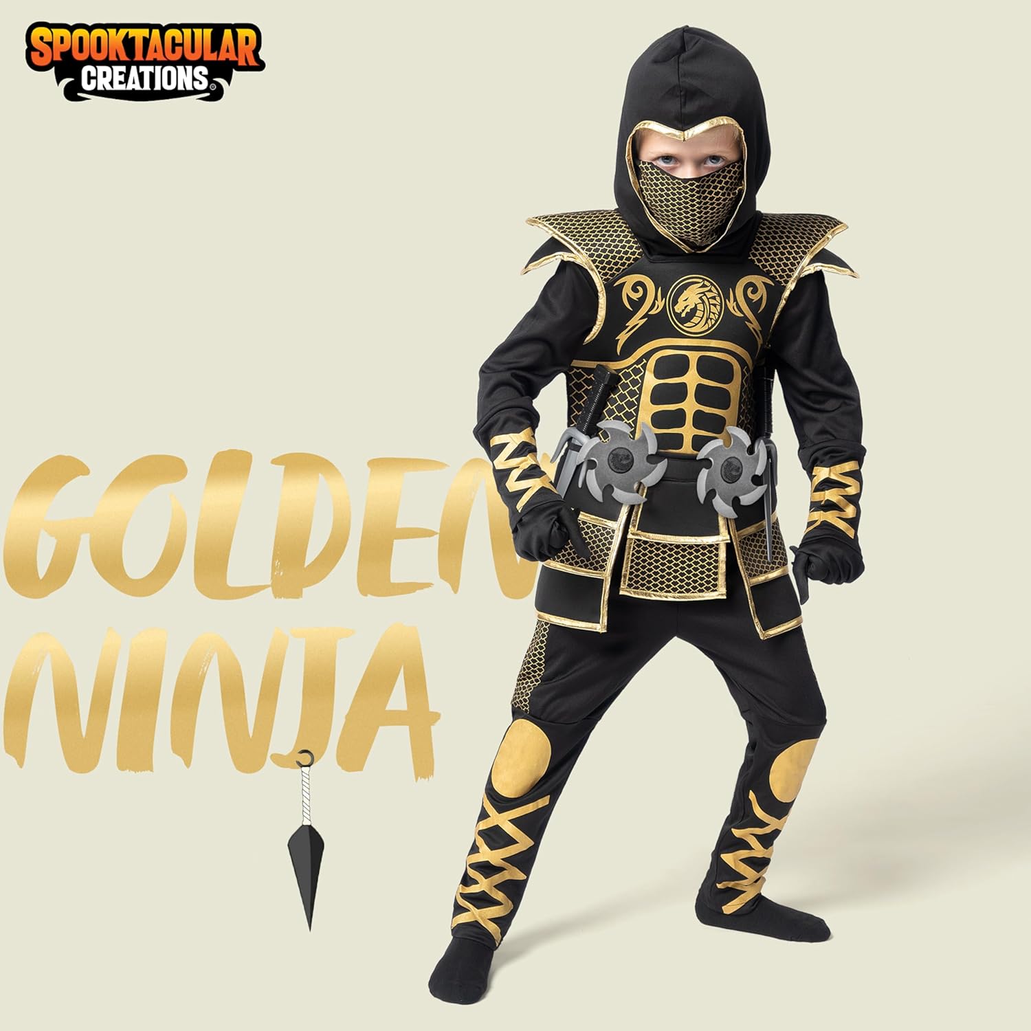 Spooktacular Creations Costume Ninja d'Oro per Ragazzi - immagine 2