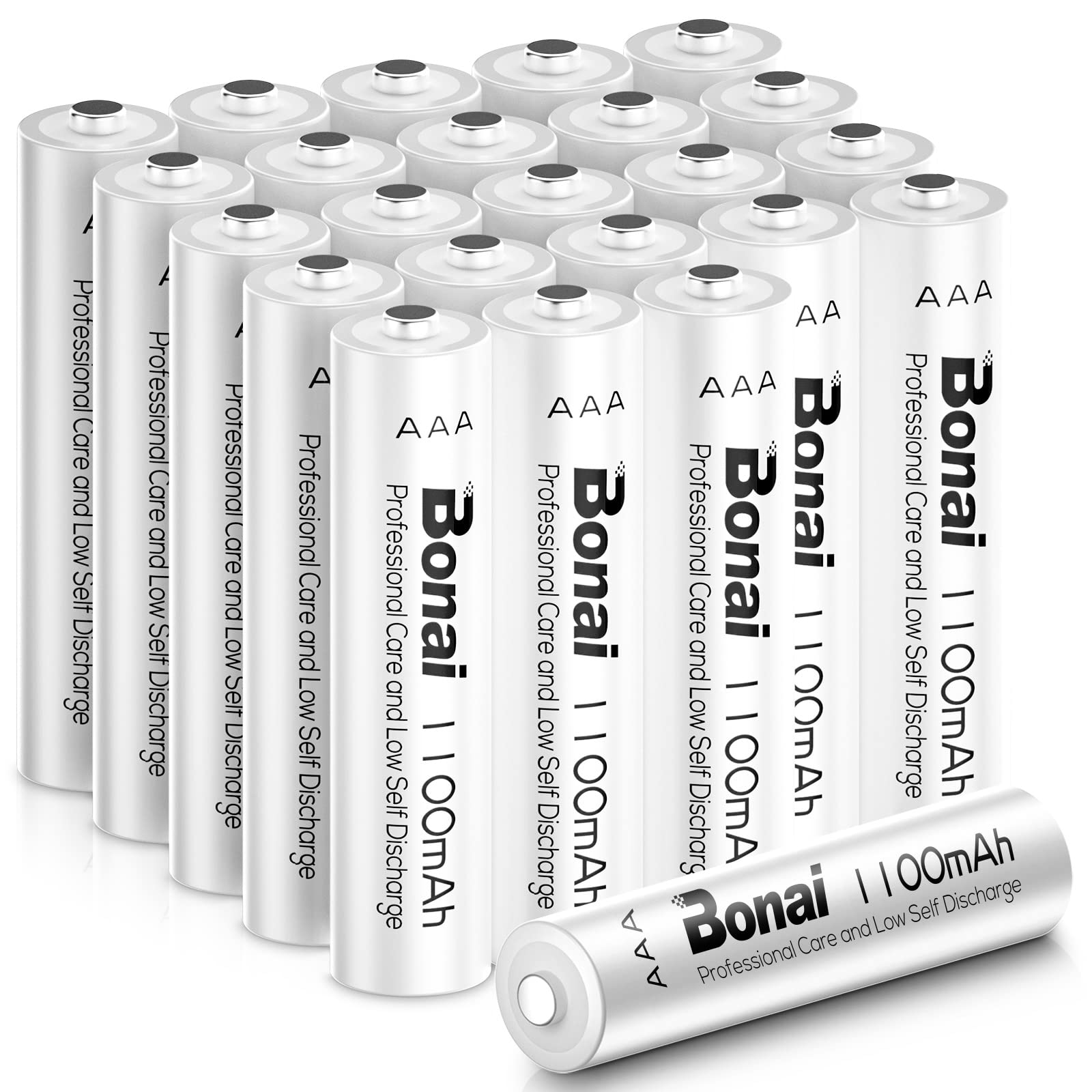 Bonai Pile Ricaricabili AAA 1100mAh, Confezione da 24