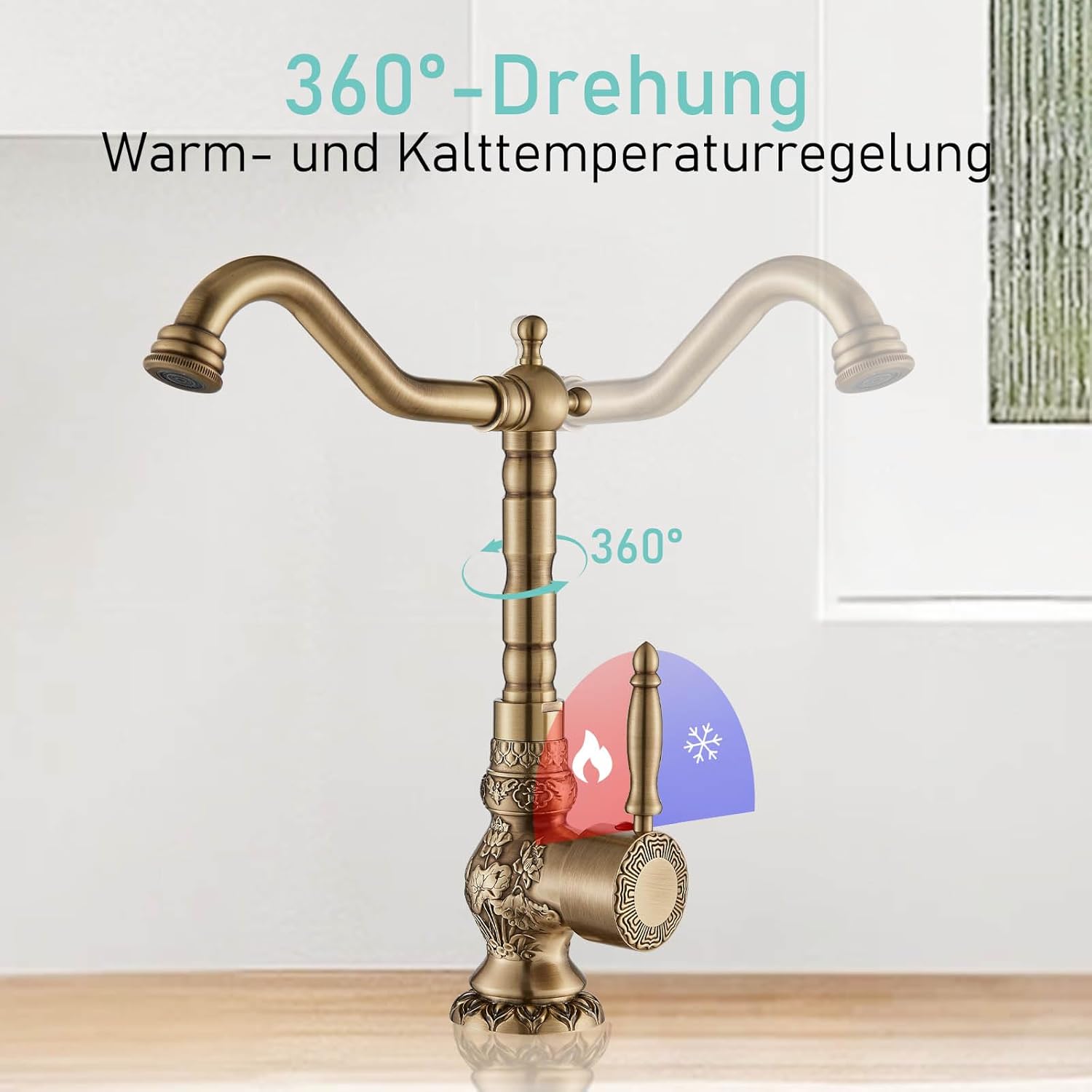 Suguword Miscelatore Monocomando Ottone Anticato - immagine 3