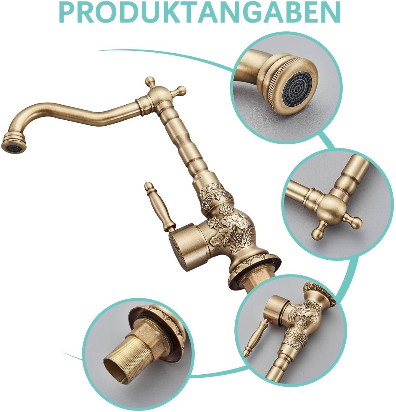 Suguword Miscelatore Monocomando Ottone Anticato - immagine 6