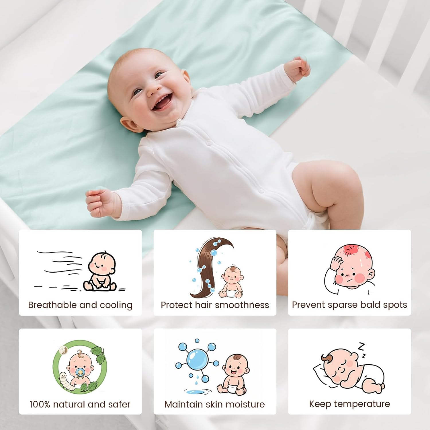 THXSILK Lenzuolo con Angoli per Passeggino 100% Seta - immagine 3