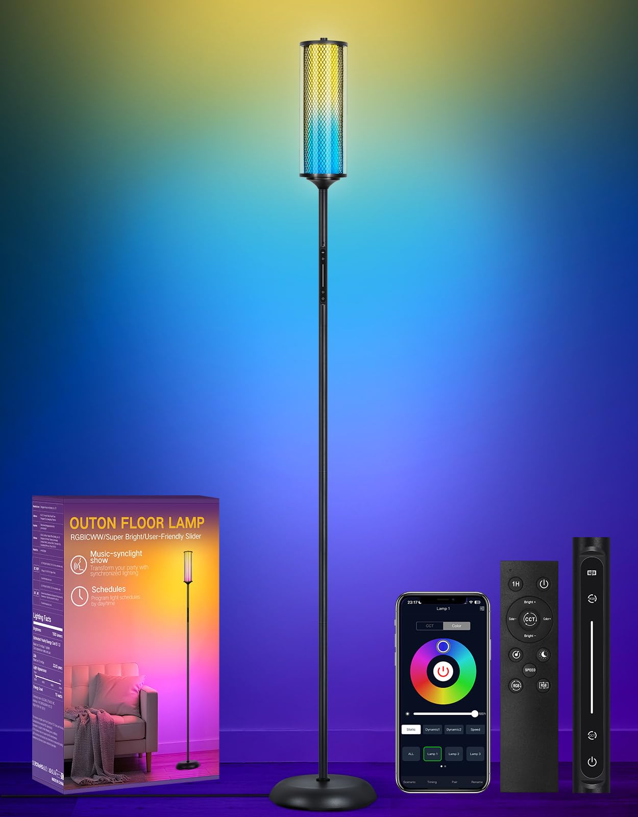 OUTON Lampada da Terra LED con Telecomando e App | Velz