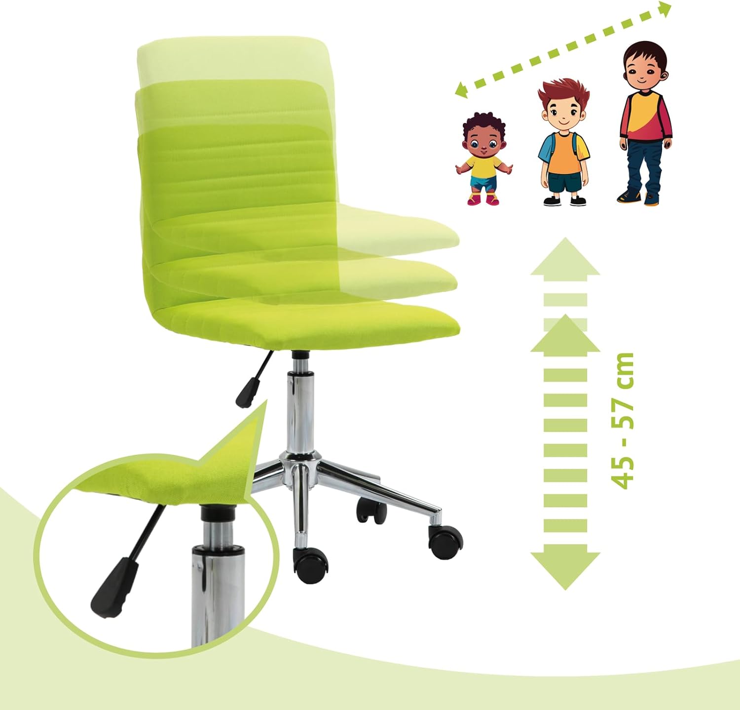 Svita Linus - Sedia da Scrivania per Bambini, Verde - immagine 4