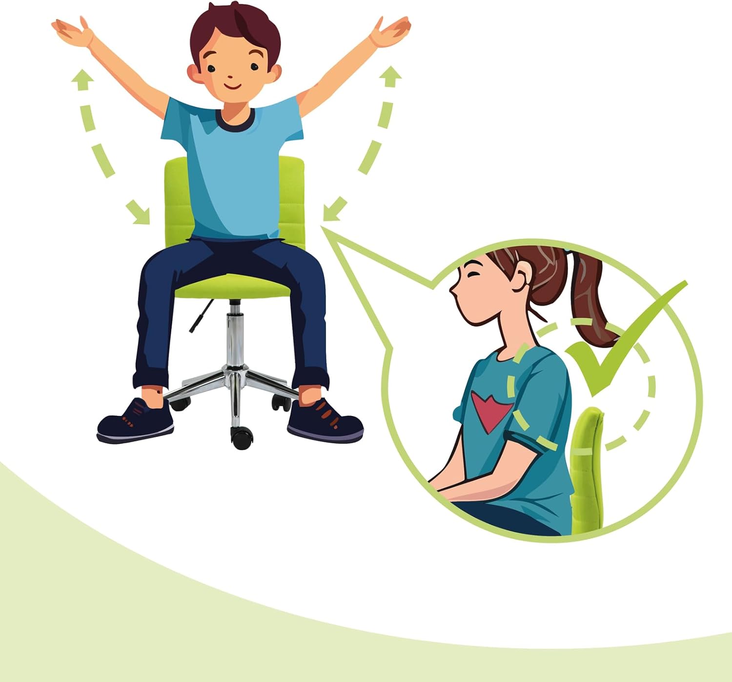 Svita Linus - Sedia da Scrivania per Bambini, Verde - immagine 5