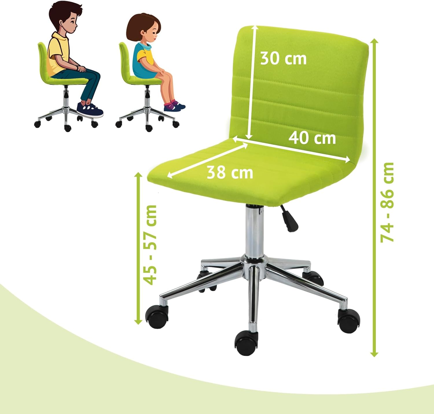 Svita Linus - Sedia da Scrivania per Bambini, Verde - immagine 6