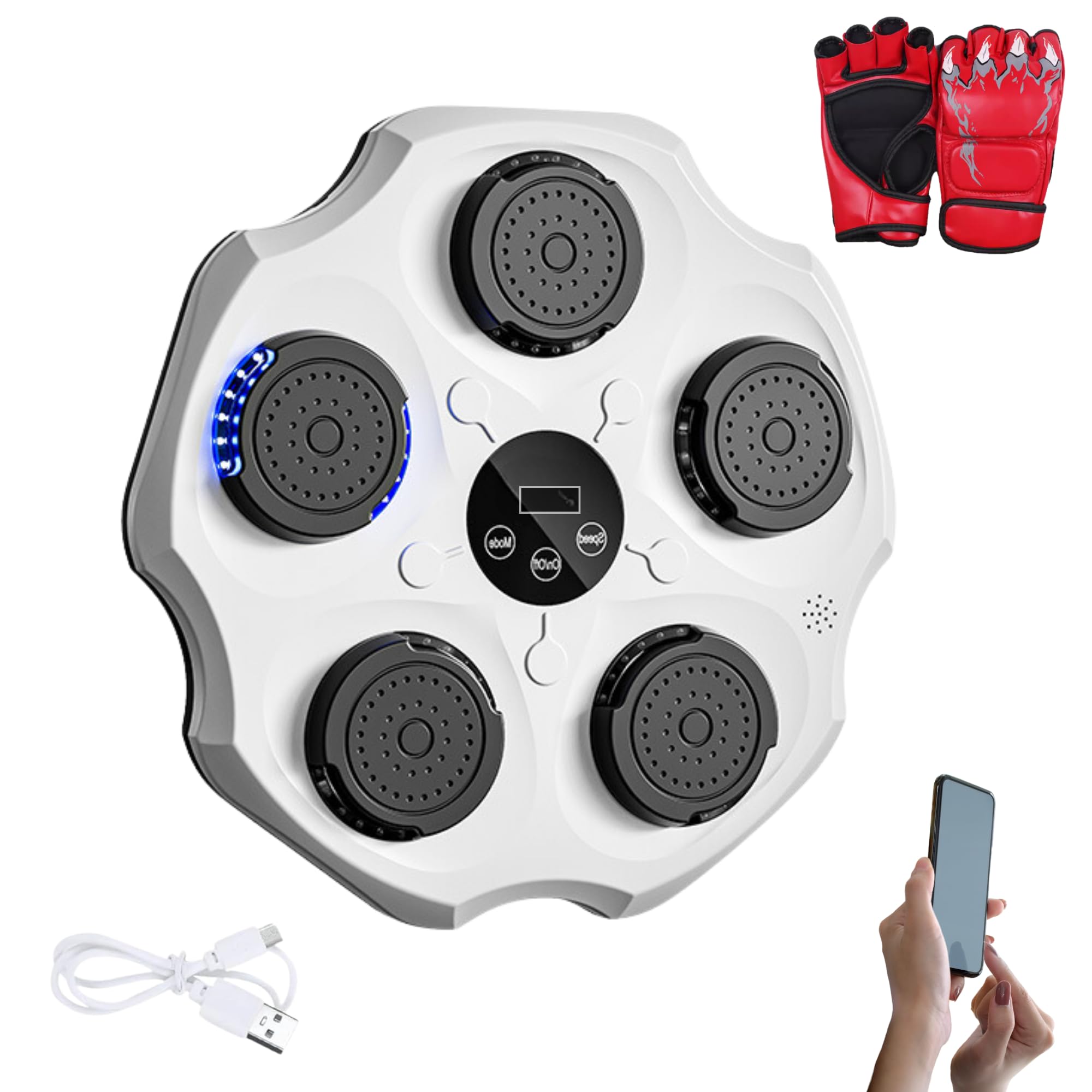 Macchina da Boxe Musicale con LED e Bluetooth 43x43 cm
