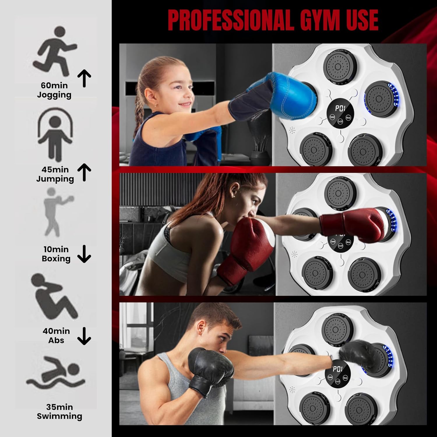 Macchina da Boxe Musicale con LED e Bluetooth 43x43 cm - immagine 5