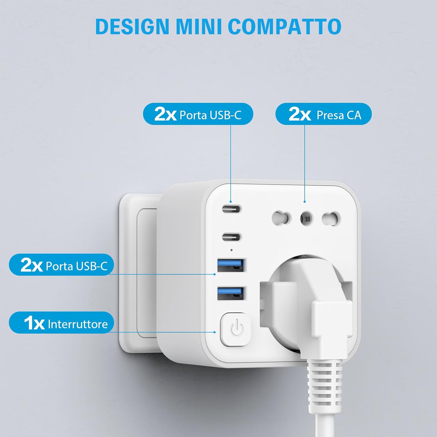 Aochxin Adattatore Presa Inglese 6 in 1 con 4 USB - immagine 3