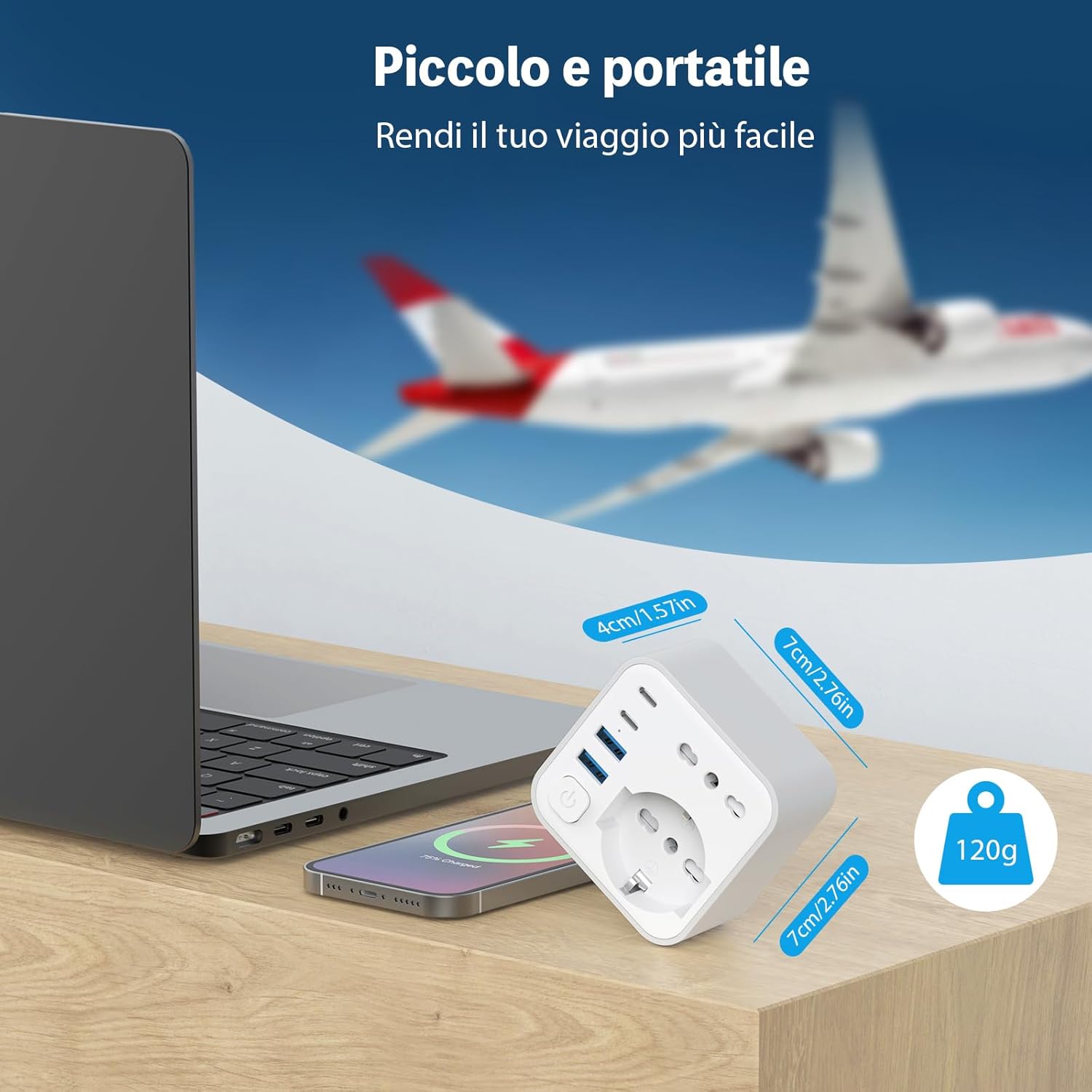 Aochxin Adattatore Presa Inglese 6 in 1 con 4 USB - immagine 5