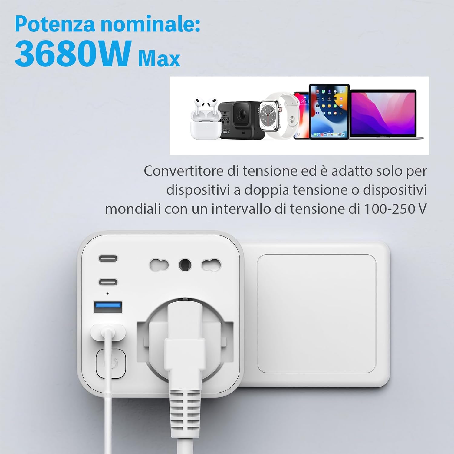 Aochxin Adattatore Presa Inglese 6 in 1 con 4 USB - immagine 6