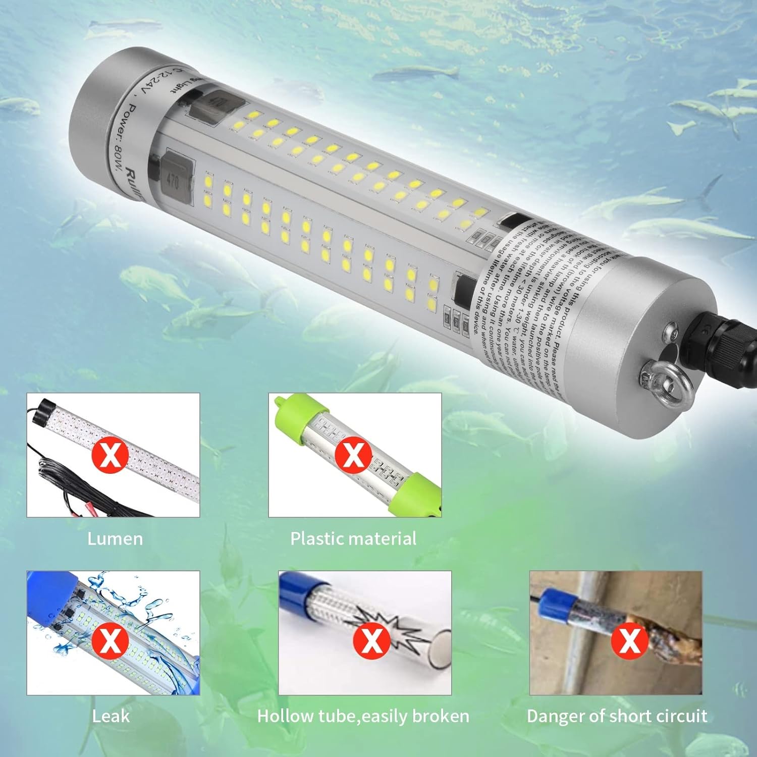 Luci da Pesca Subacquee LED Sommergibile in Lega Alluminio - immagine 5