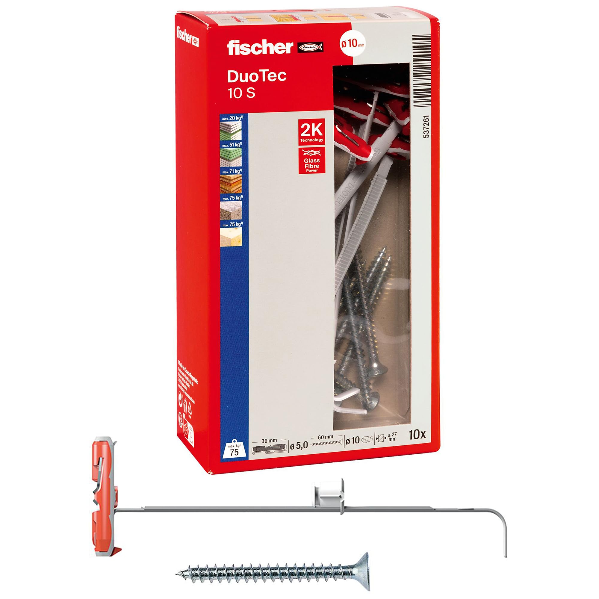 Fischer 10x DuoTec 10mm Tasselli per Cartongesso