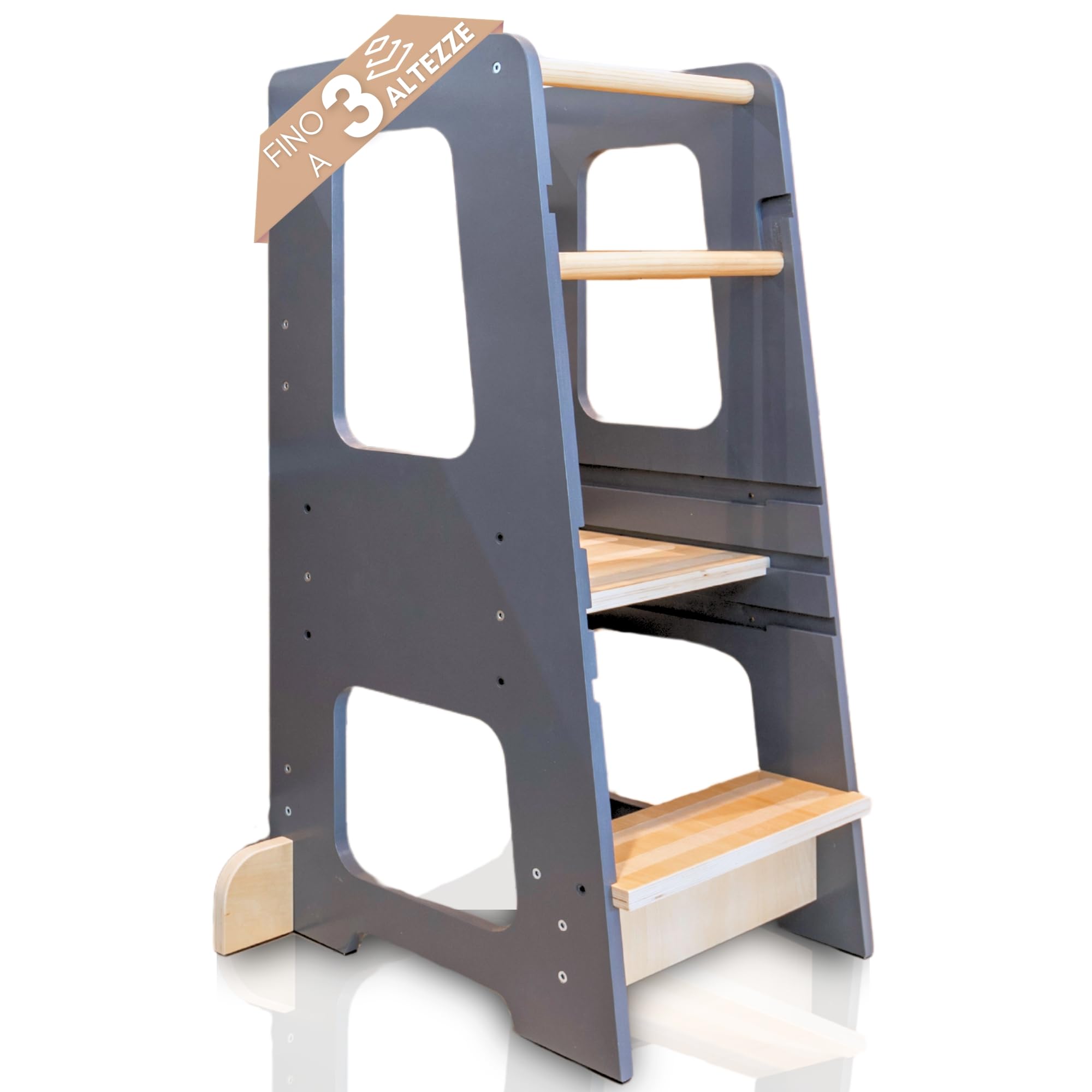Kywai ® Torre Montessoriana per Bambini in Legno, Grigio