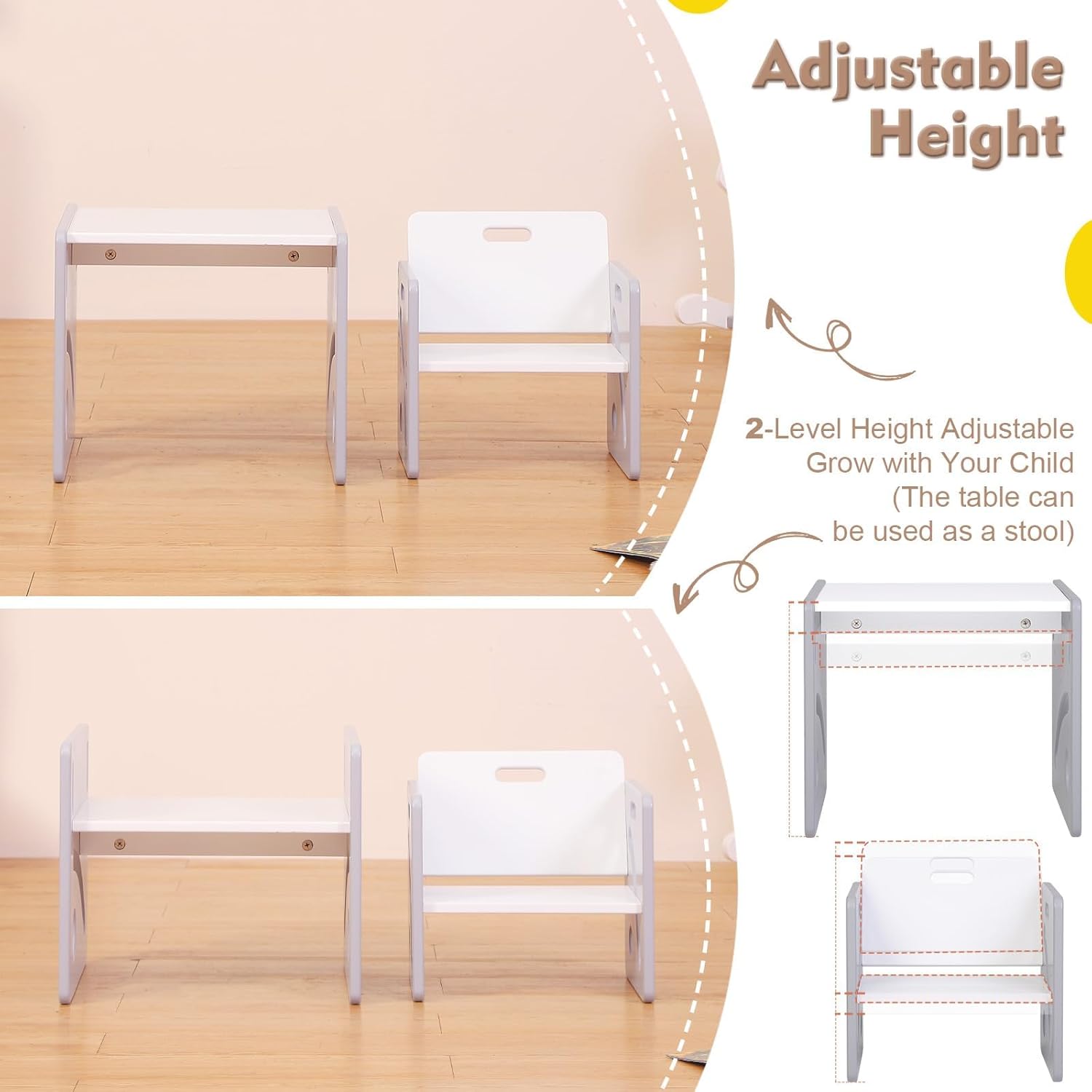 Funlio Set Tavolo e Sedia Montessori Altezza Regolabile - immagine 2