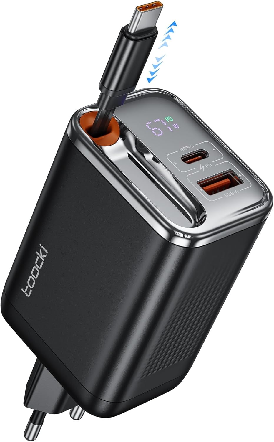 Toocki Caricatore USB-C GaN 67W 3 Porte con Display LED - immagine 1