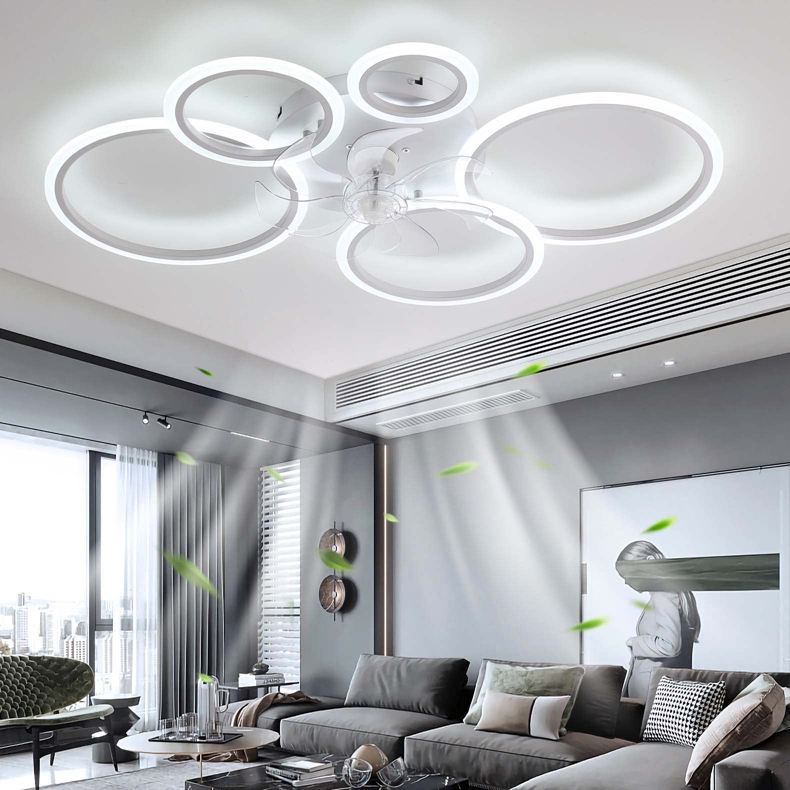 Yunzi Ventilatore da Soffitto con Illuminazione LED 72W, Bianco