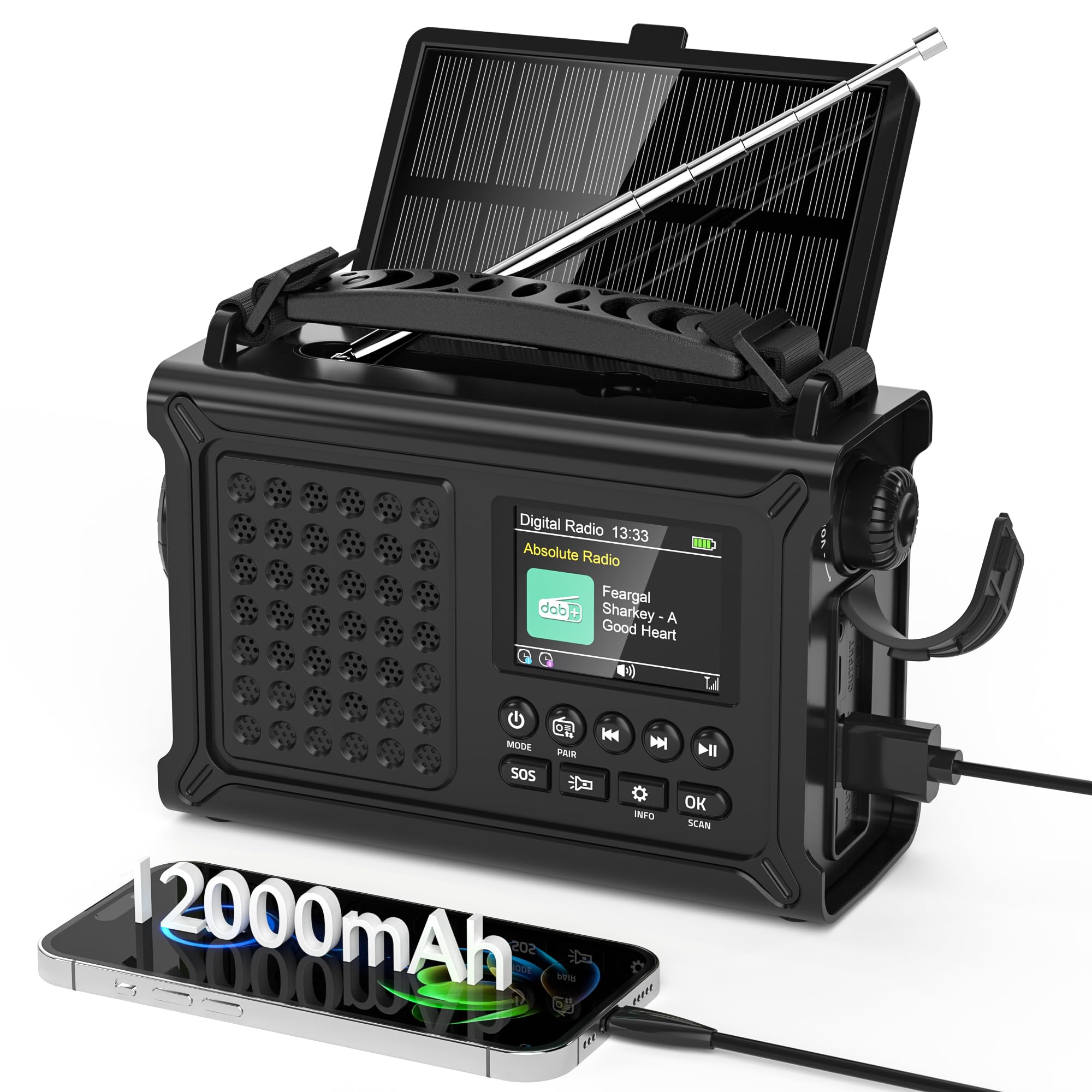 Radio Manovella DAB+/FM con Batteria 12000mAh