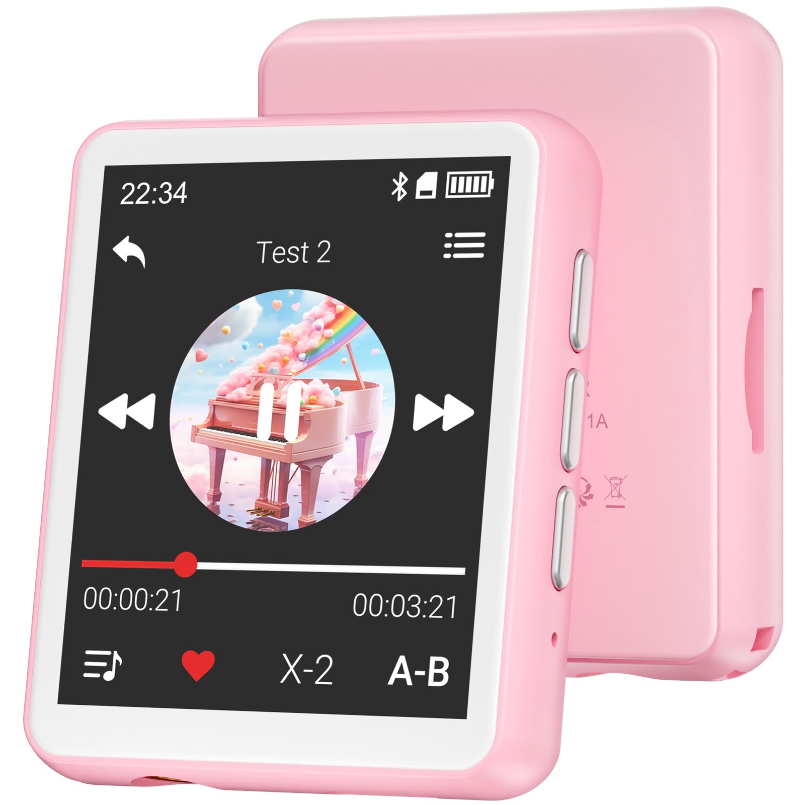 Lettore MP3 Bluetooth 128GB con Altoparlante, Rosa