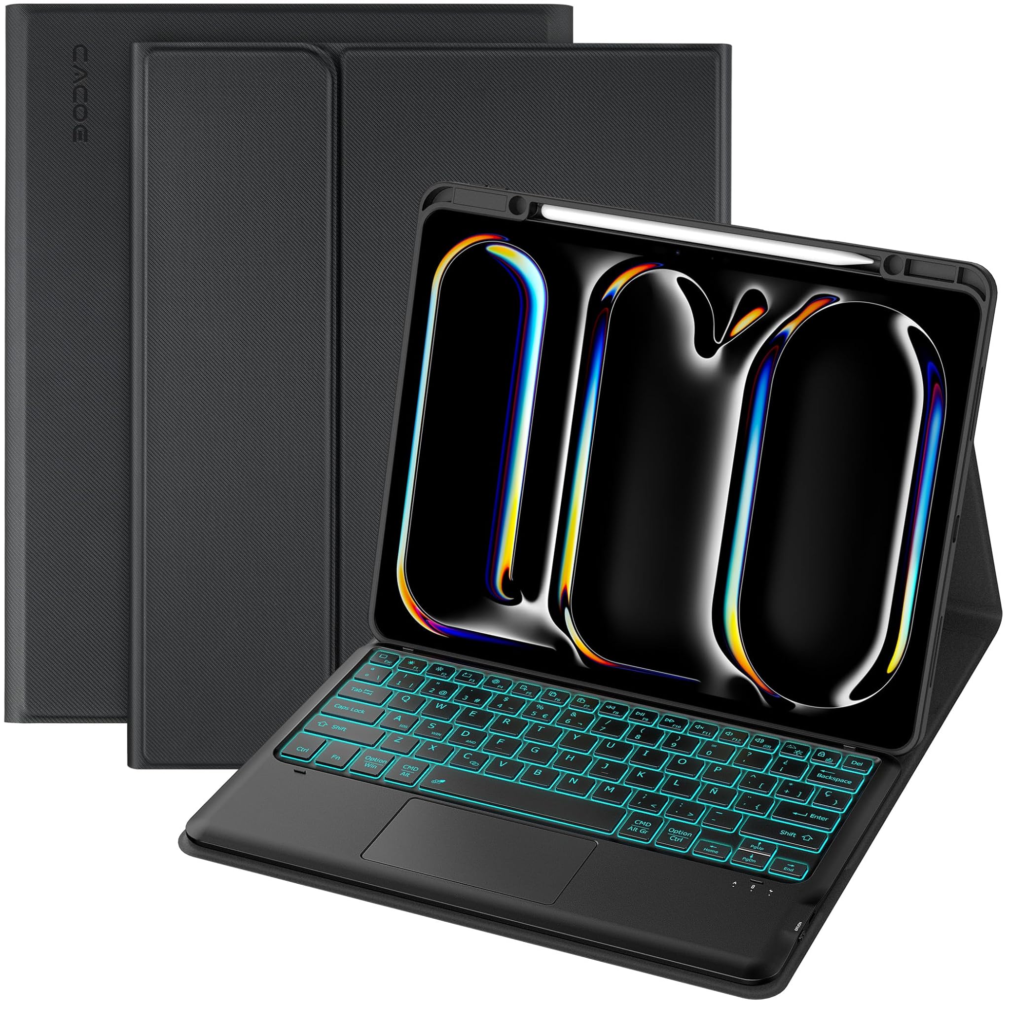 Cacoe Custodia Tastiera per iPad Pro 13 M4 (2024), Nero