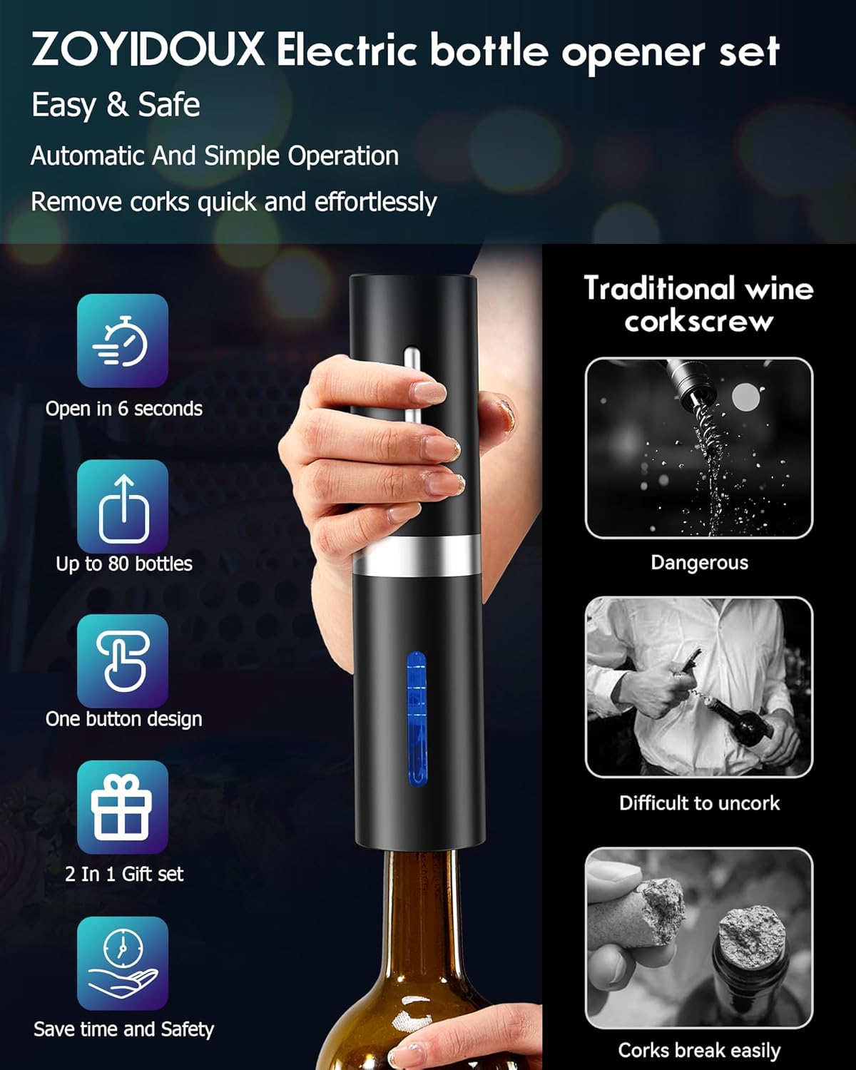 Zoyidoux Cavatappi Elettrico Professionale Automatico - immagine 2