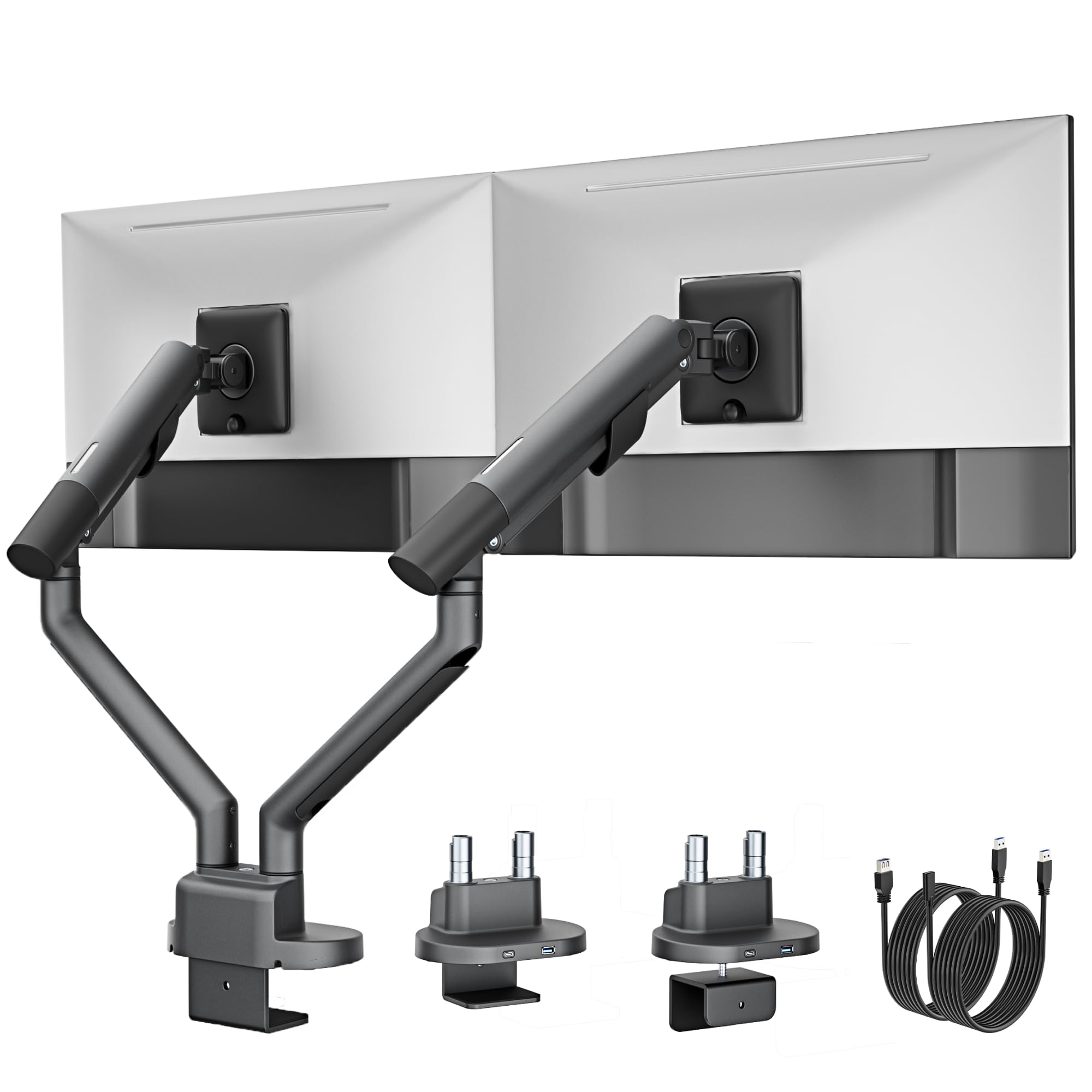 monTEK Braccio di supporto a doppio monitor con USB per 17"-35"