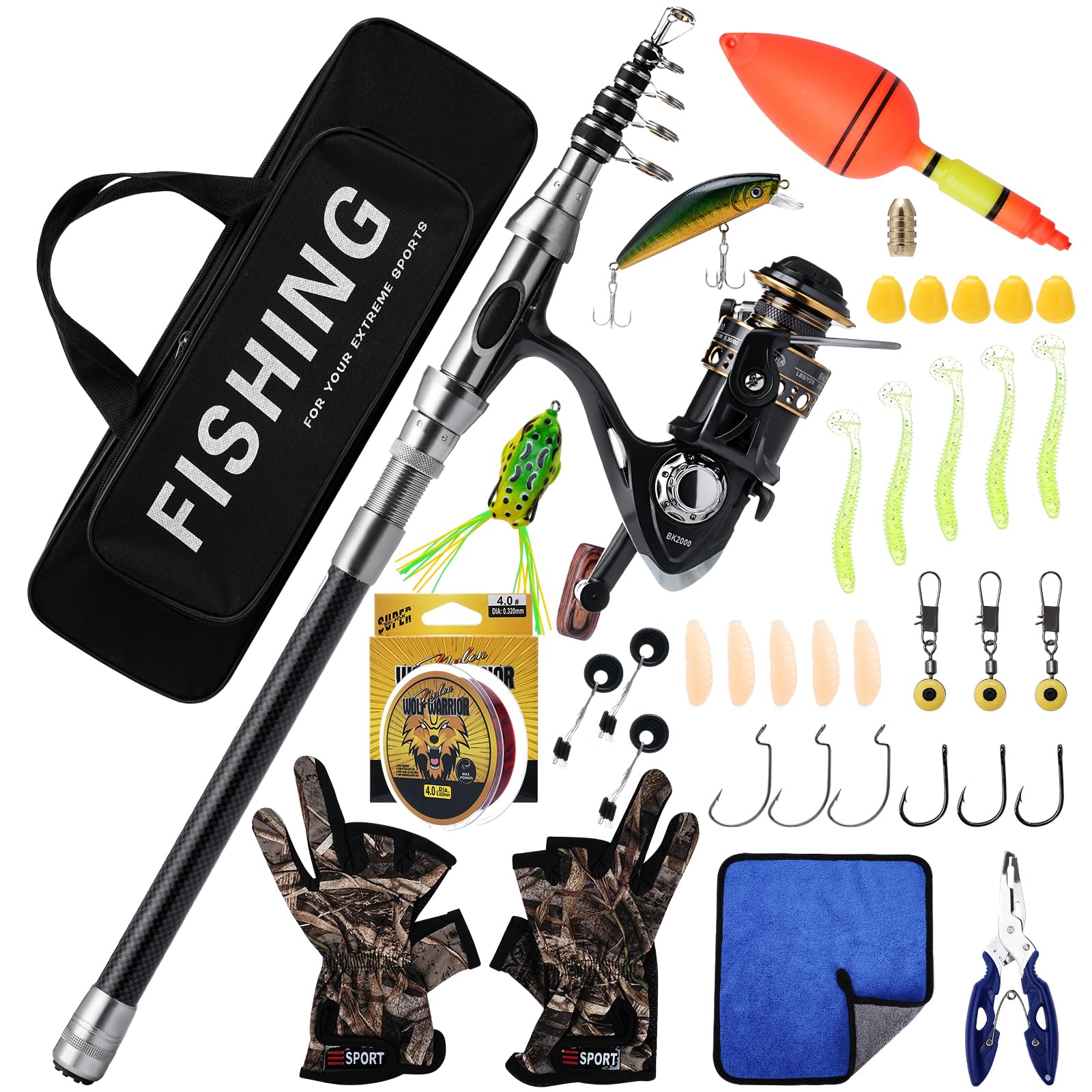 Geegear Set Canna da Pesca Telescopica e Mulinello