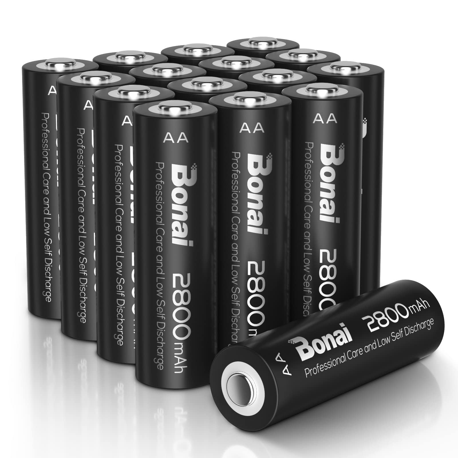 Bonai Pile Ricaricabili AA 1,2V 2800mAh (16 pezzi)