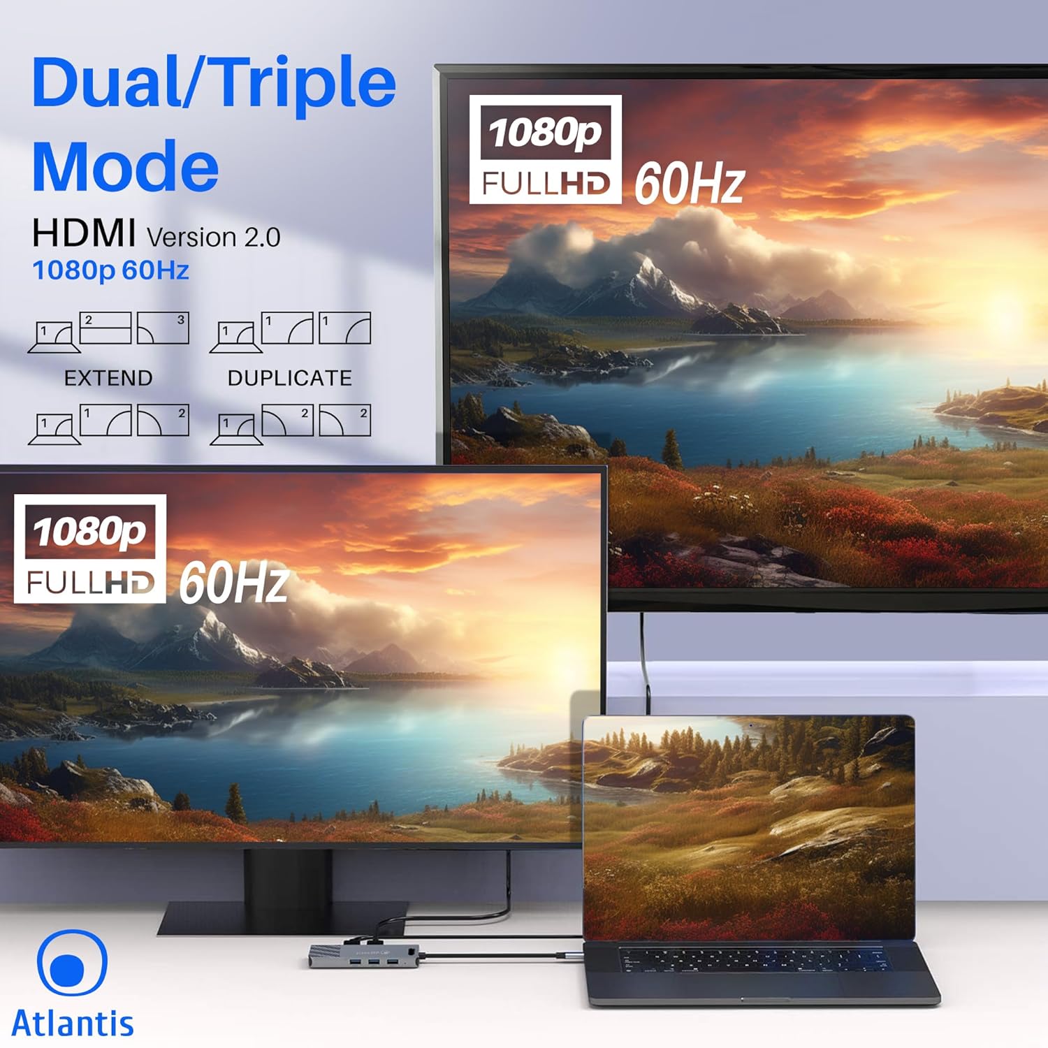 Atlantis A04-TC_DK48 Docking Station DUAL DISPLAY USB C - immagine 6