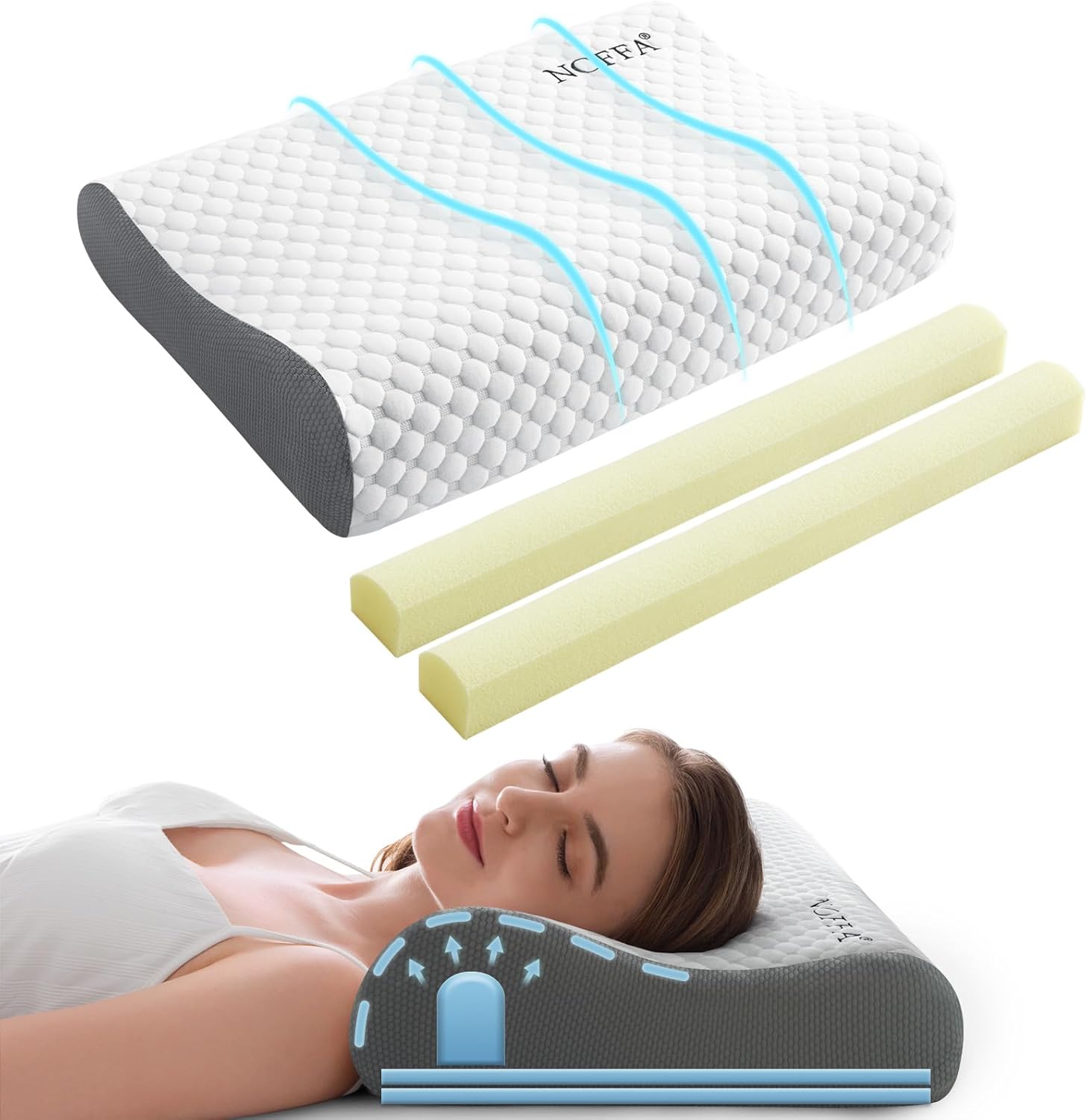 Noffa Cuscino Cervicale Memory Foam Ortopedico - immagine 1