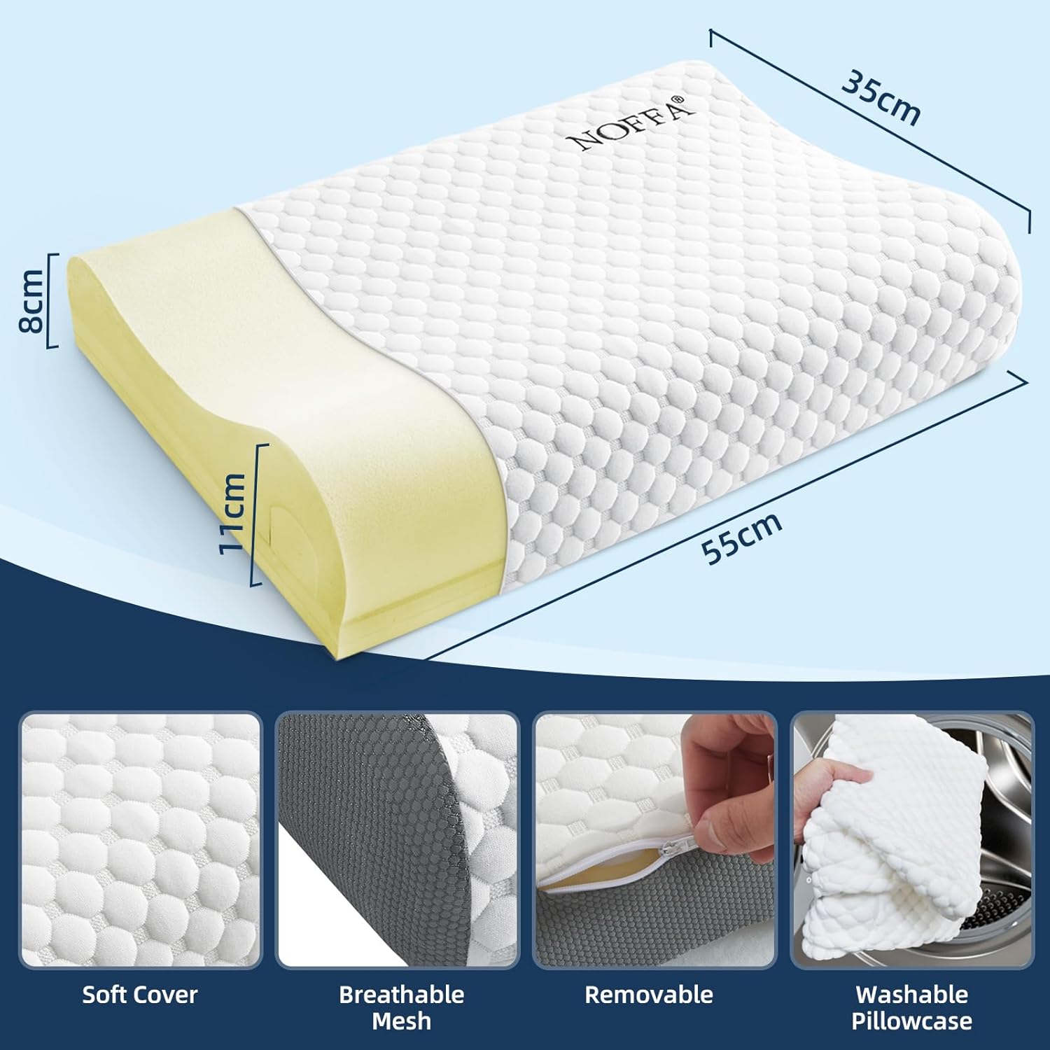 Noffa Cuscino Cervicale Memory Foam Ortopedico - immagine 6