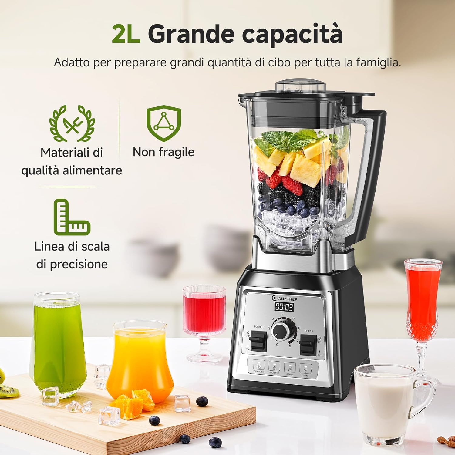 Amzchef Frullatore Professionale 2000W - immagine 2