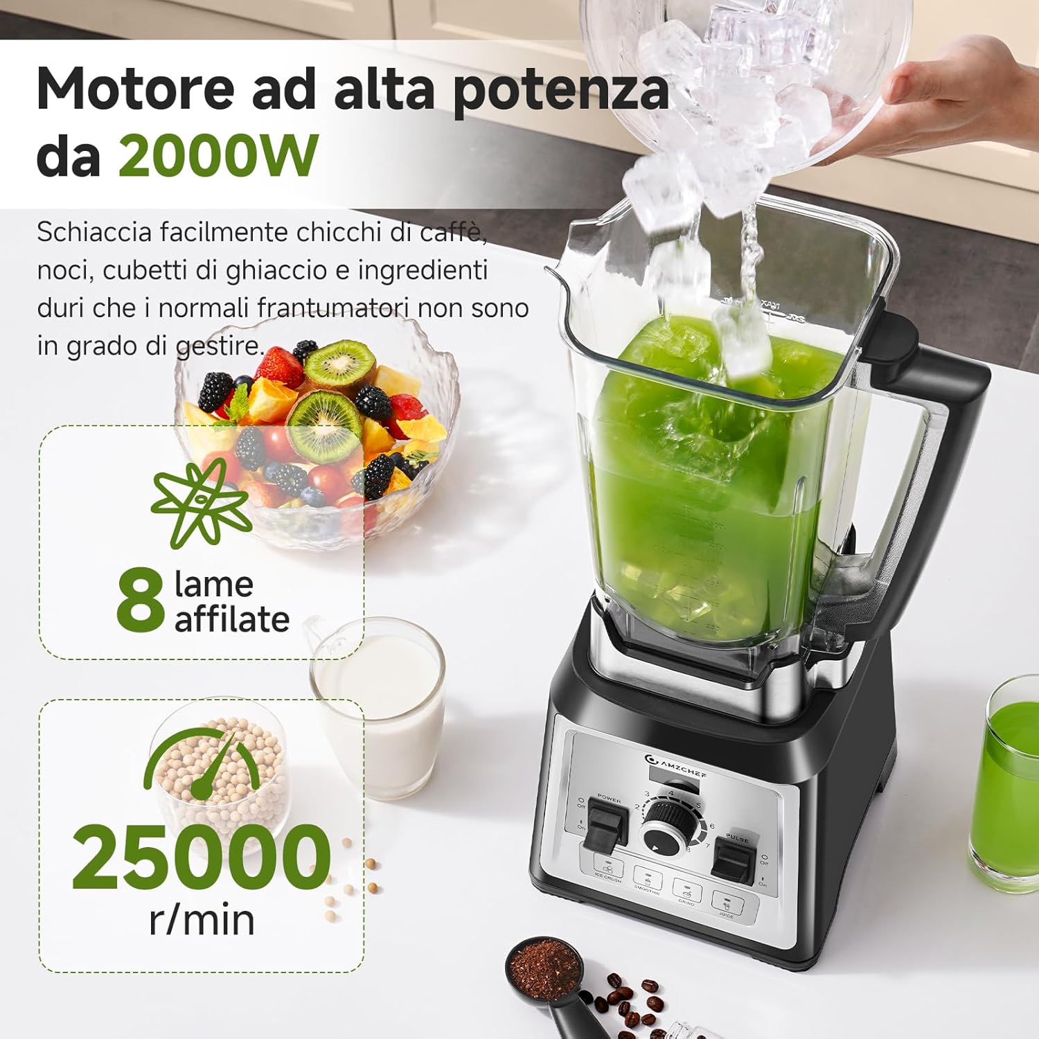 Amzchef Frullatore Professionale 2000W - immagine 3