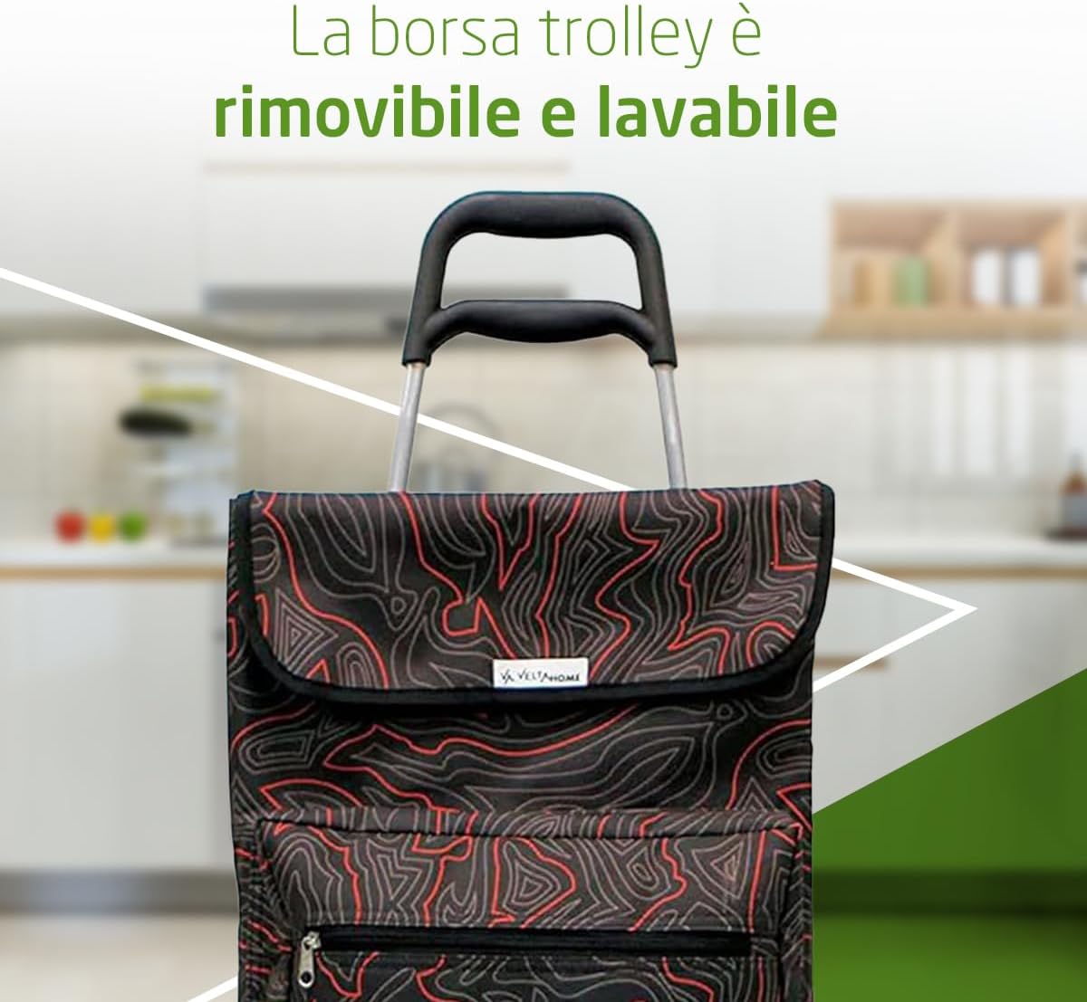 Amig Carrello della Spesa 22x40x106cm, Nero - immagine 5