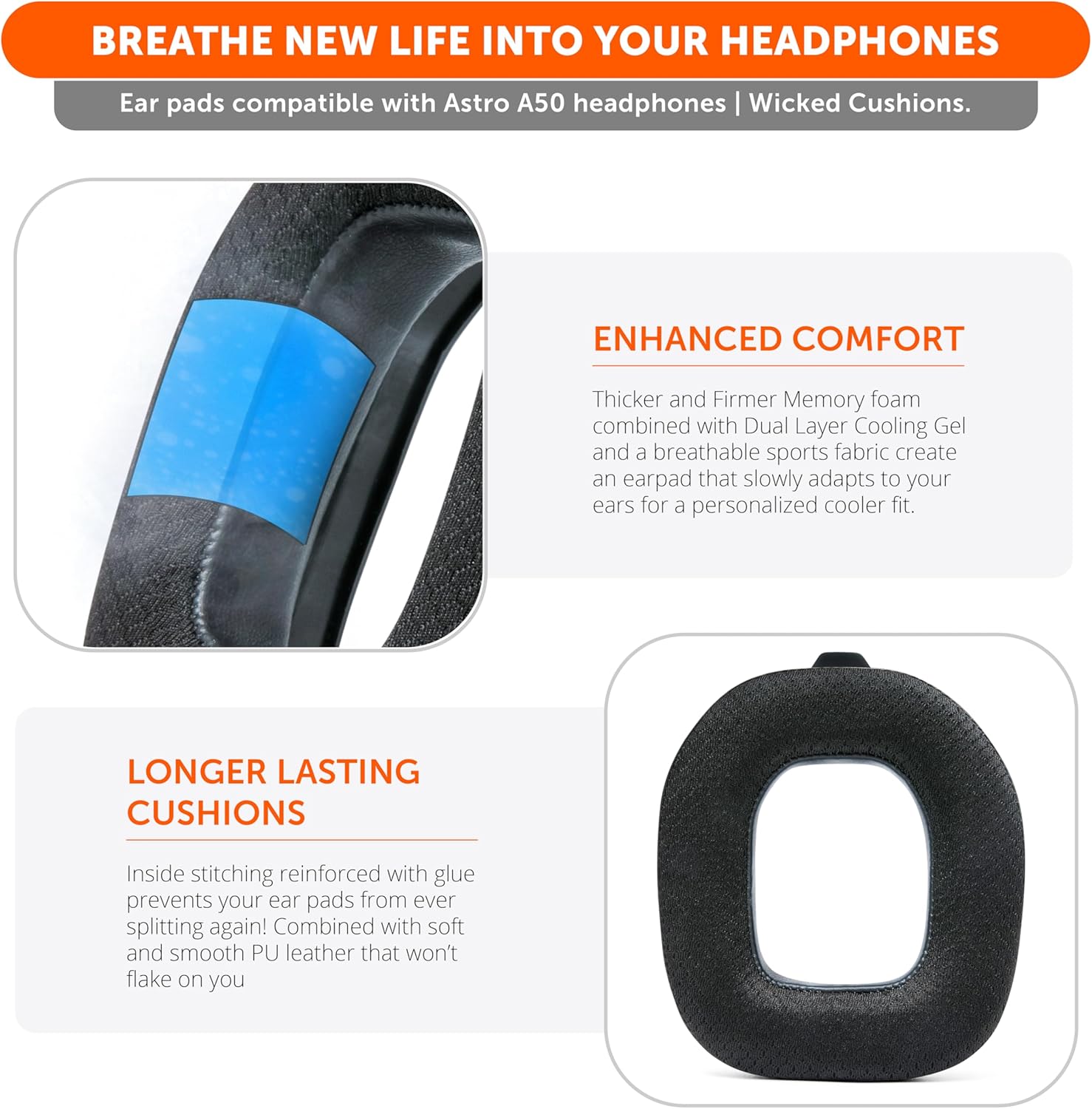 Wc Mod Kit A50 - Cuscinetti Auricolari e Fascia, Black - immagine 4