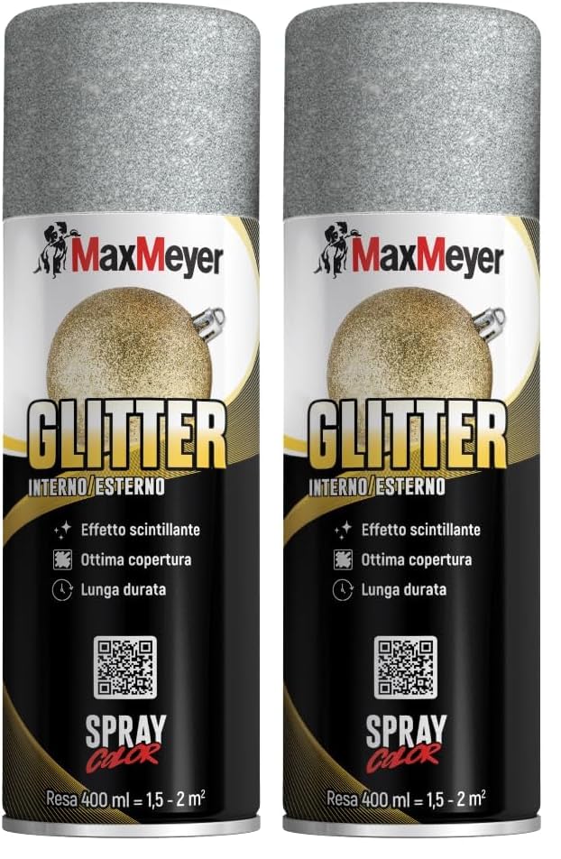 MAXMEYER Spray Glitter Argento 0.400 L (Confezione da 2)