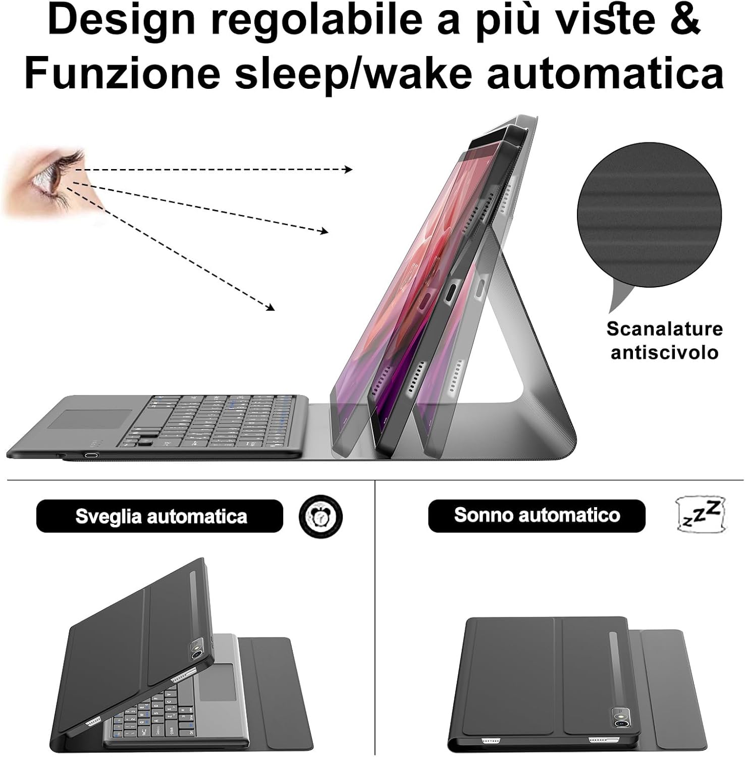 Iveoppe Tastiera con Touchpad per Lenovo Tab P12 12.7" - immagine 5