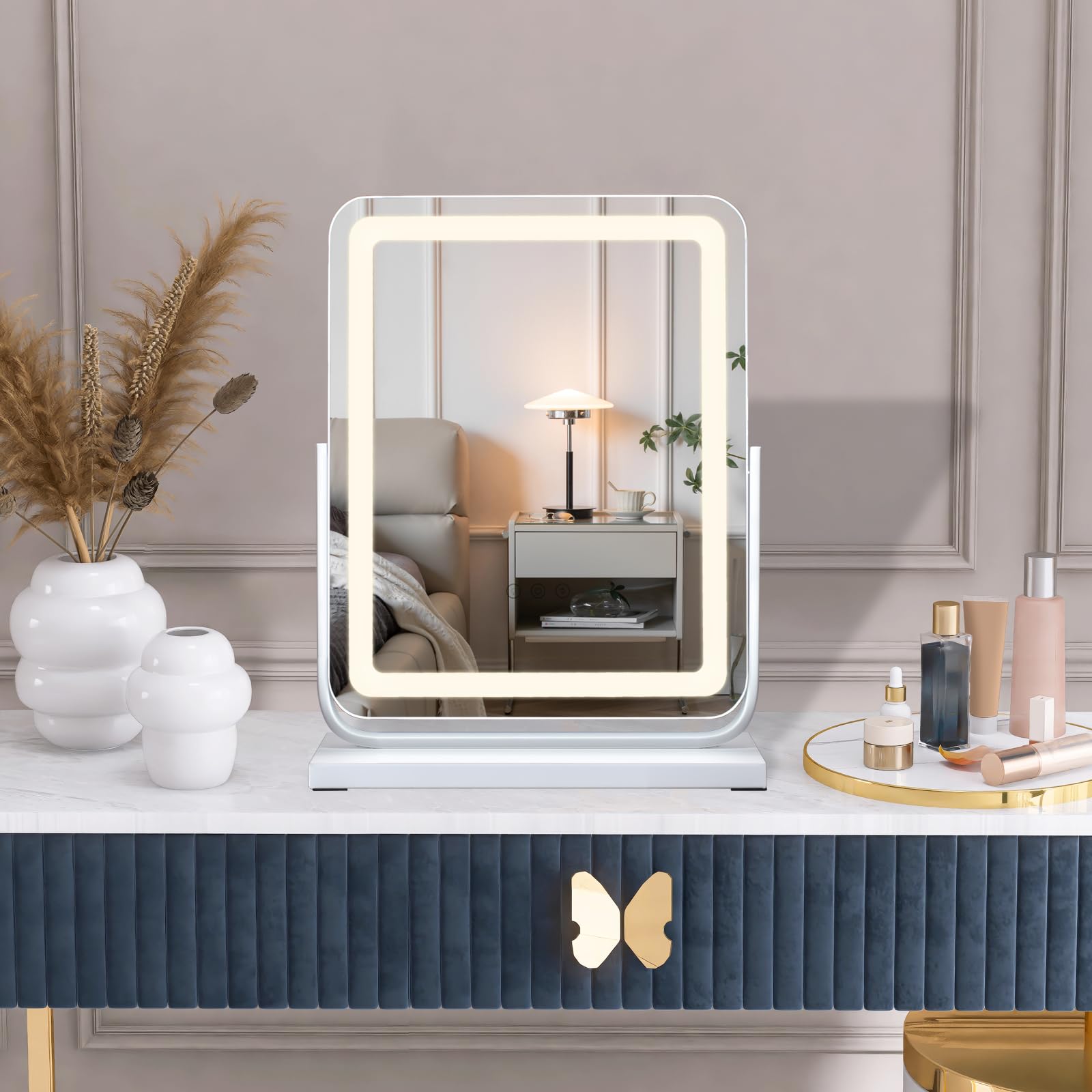 Mantolite Specchio Cosmetico Illuminato Girevole 360°