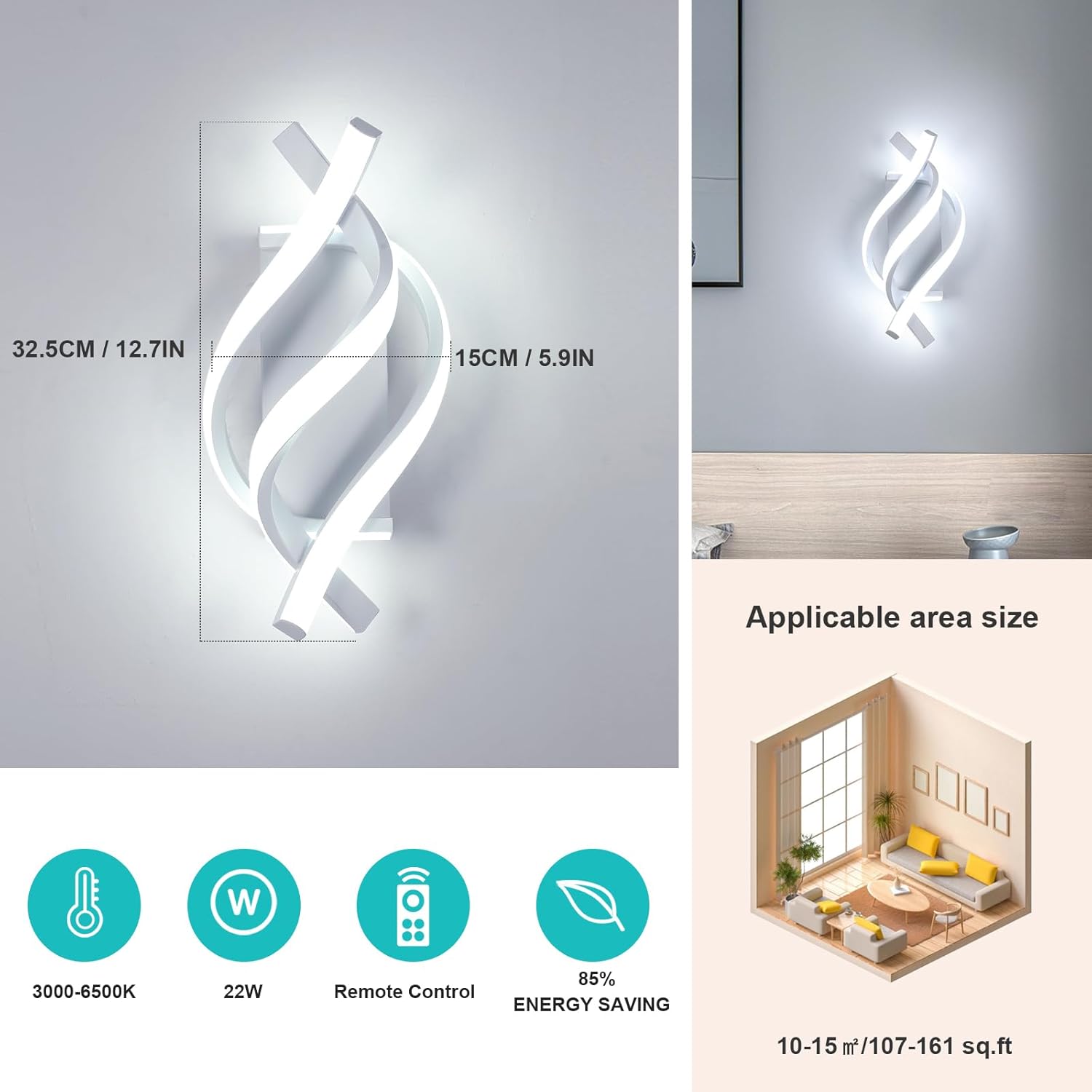 Dorlink Applique Parete Interno con Telecomando 22W - immagine 2