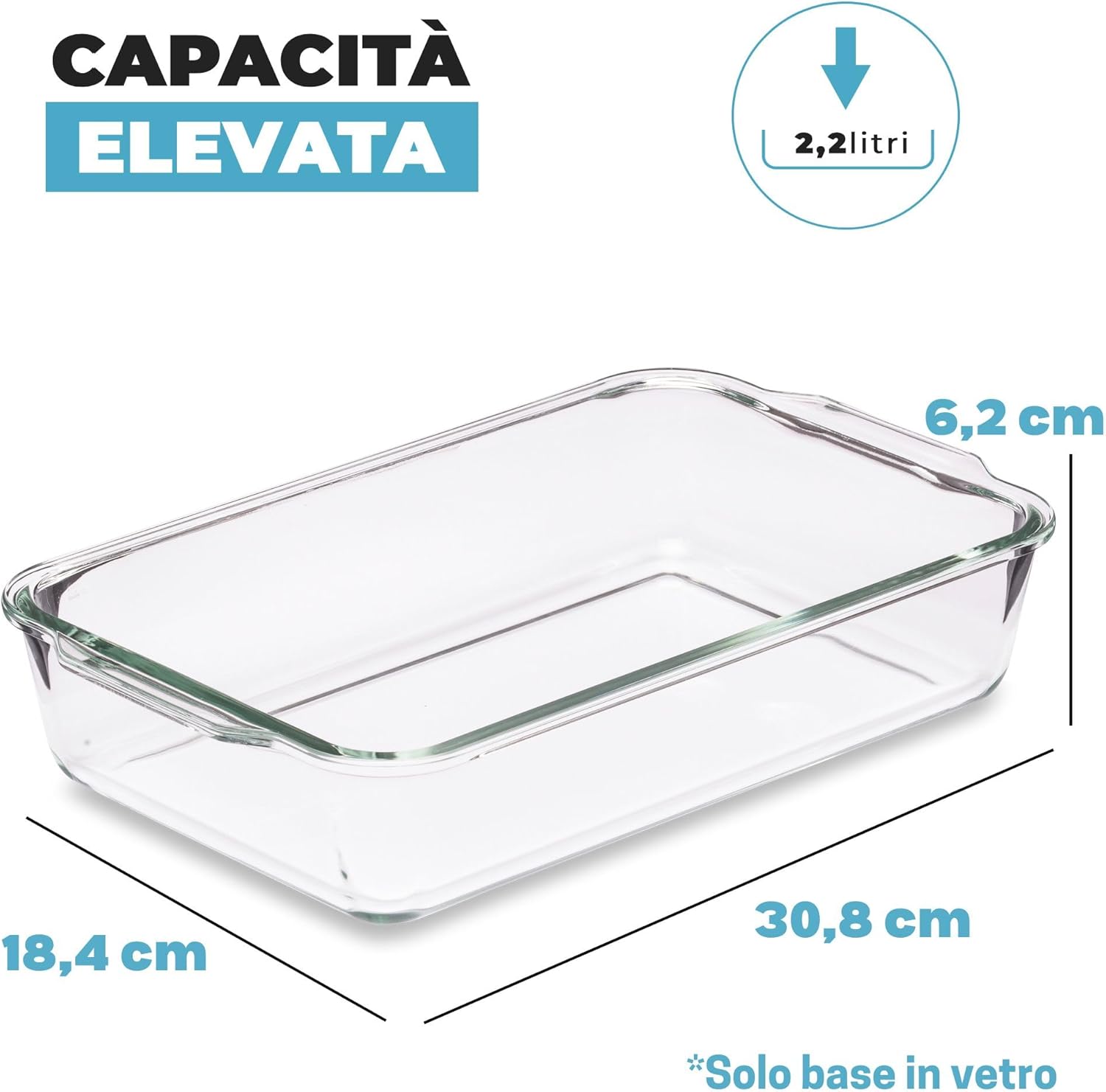 Piatto Lasagne Vetro con Coperchio Ermetico 2,2L - Set 2 - immagine 3