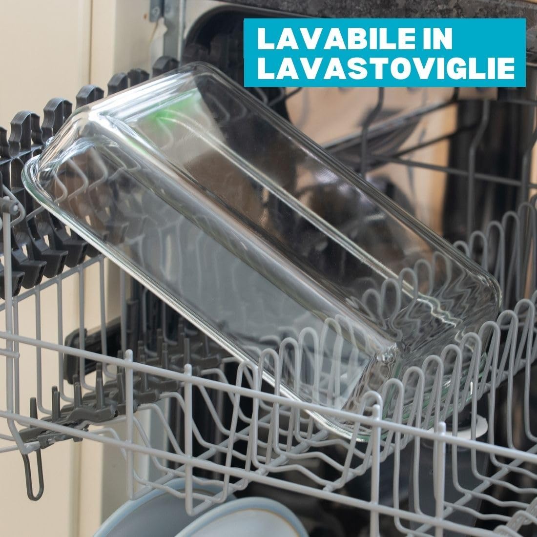 Piatto Lasagne Vetro con Coperchio Ermetico 2,2L - Set 2 - immagine 7