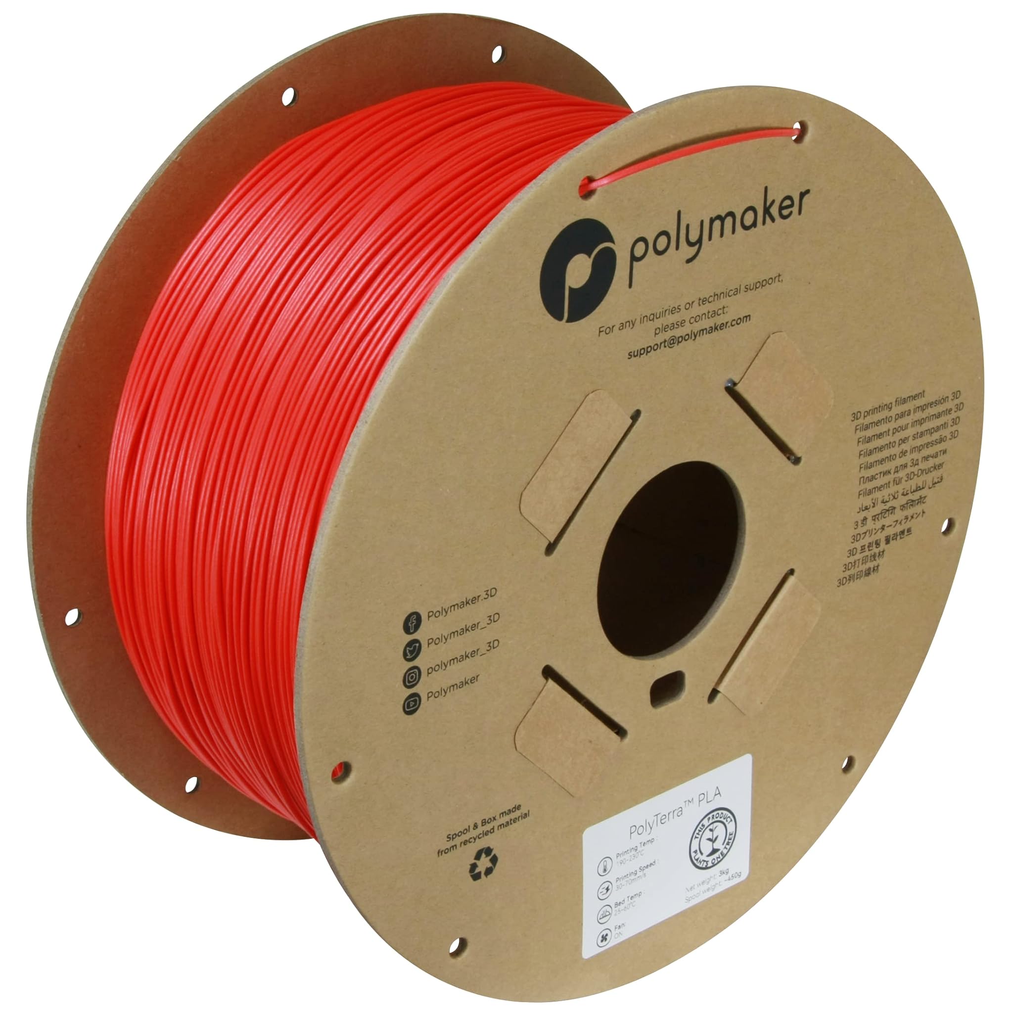 Polymaker PolyTerra PLA Lava Red – 1,75 mm – 3 kg