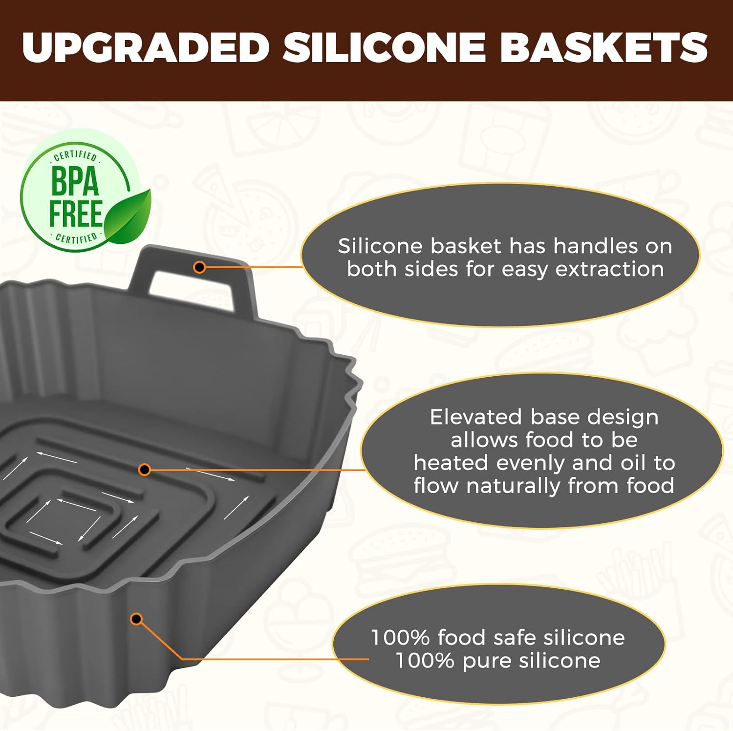 3 Pezzi Accessori Friggitrice ad Aria in Silicone - immagine 4