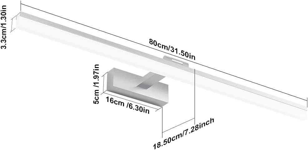 Klighten Lampada Specchio Bagno LED 24W 80CM - immagine 7