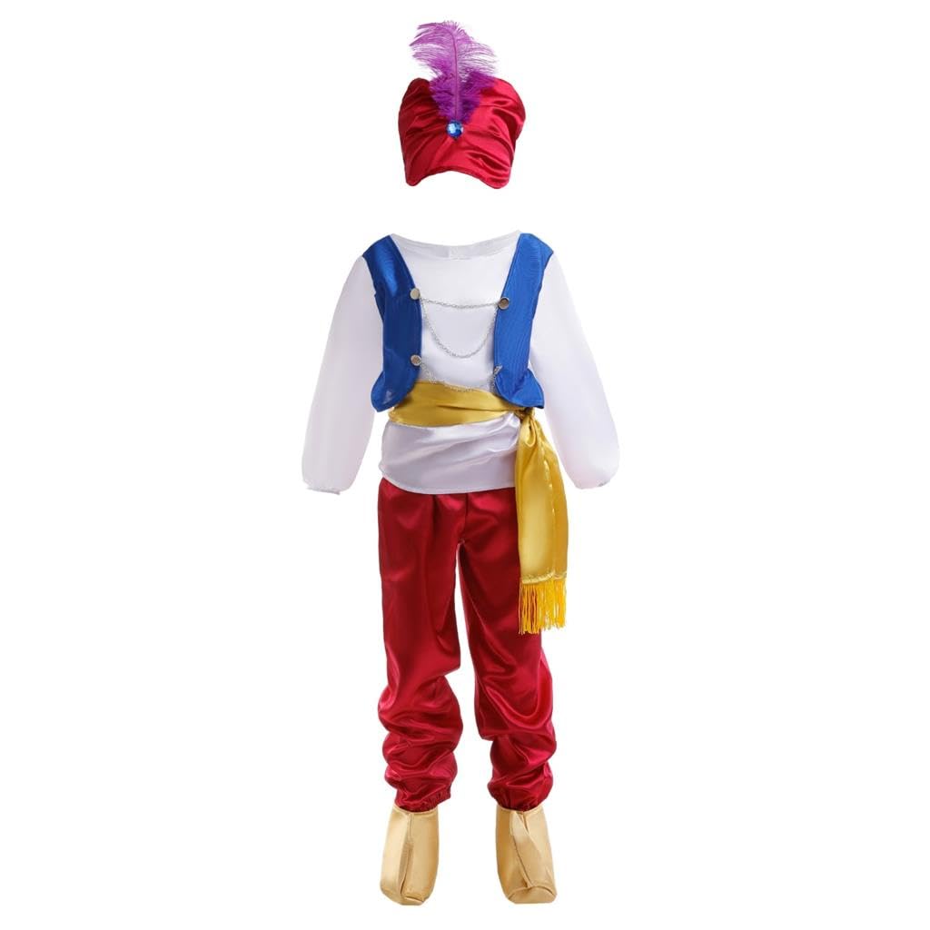 Lito Angels Vestito Costume Principe Arabo Aladdin con Cappello Sultano e Copriscarpe da Genio per Bambino Taglia 5-10 anni
