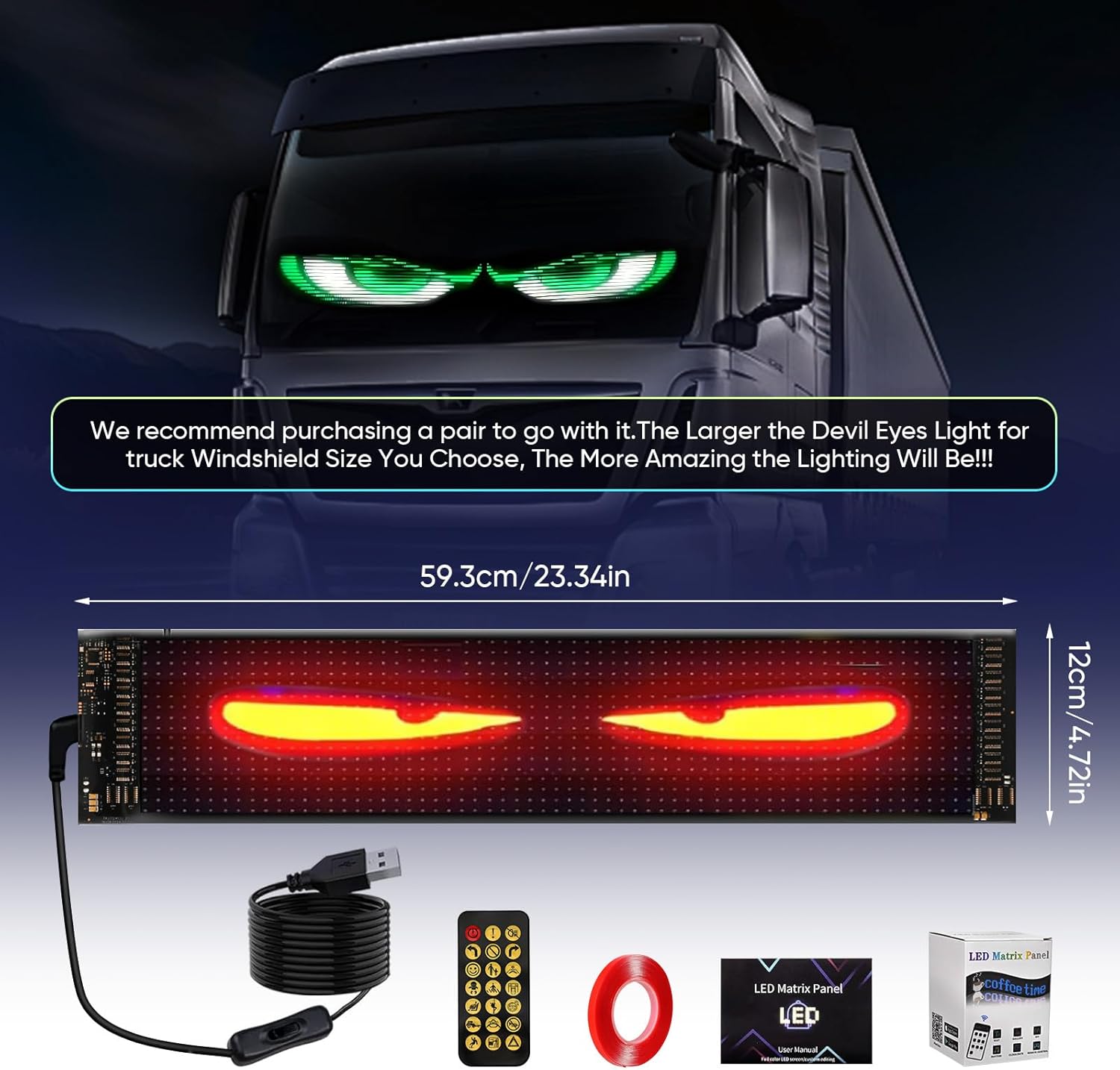 Devil Eyes Light - Indicatore LED Programmabile 120x595mm - immagine 3