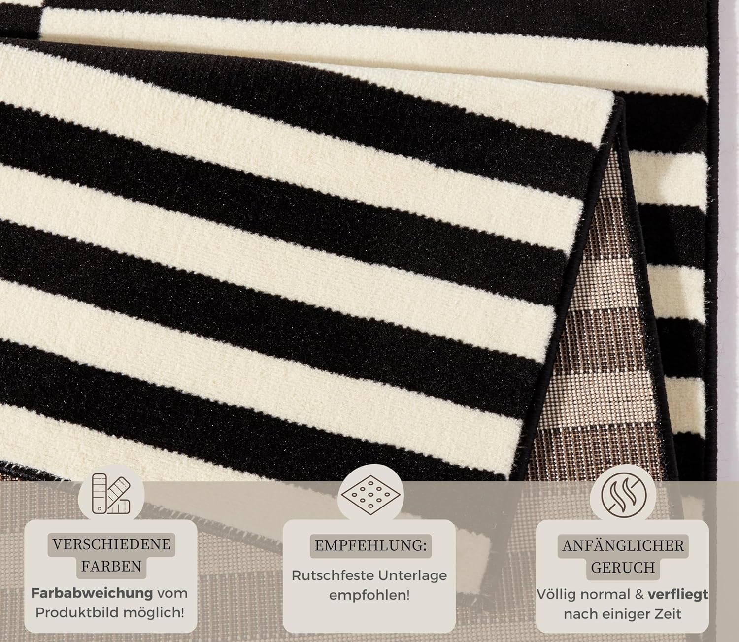 Hanse Home Design - Tappeto a Pelo Corto, Nero/Crema - immagine 3